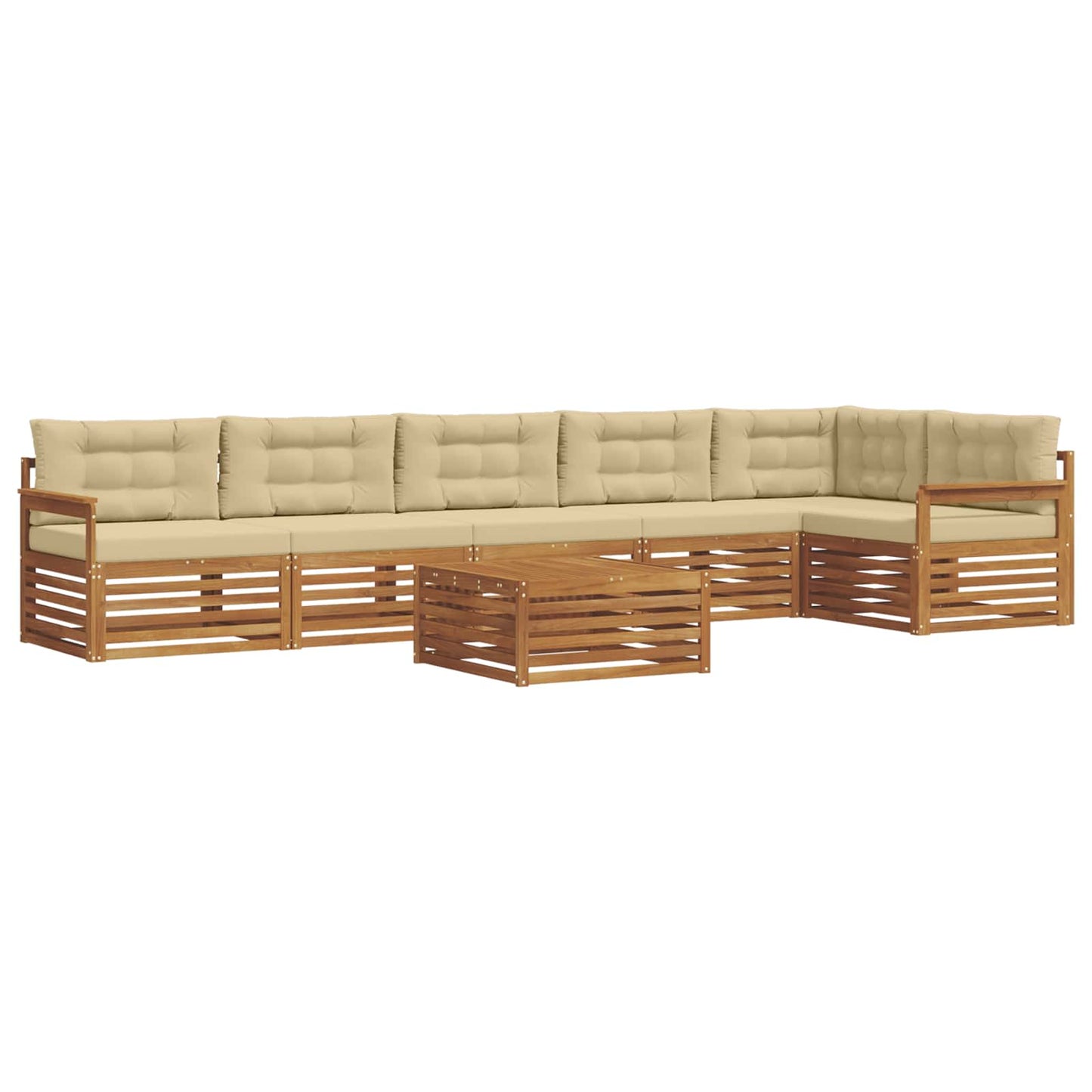 Outdoor-Sofagarnitur mit Kissen 7 pcs Natur und Beige