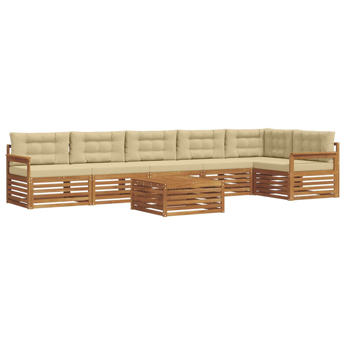 Outdoor-Sofagarnitur 7 stk. Natur und Beige