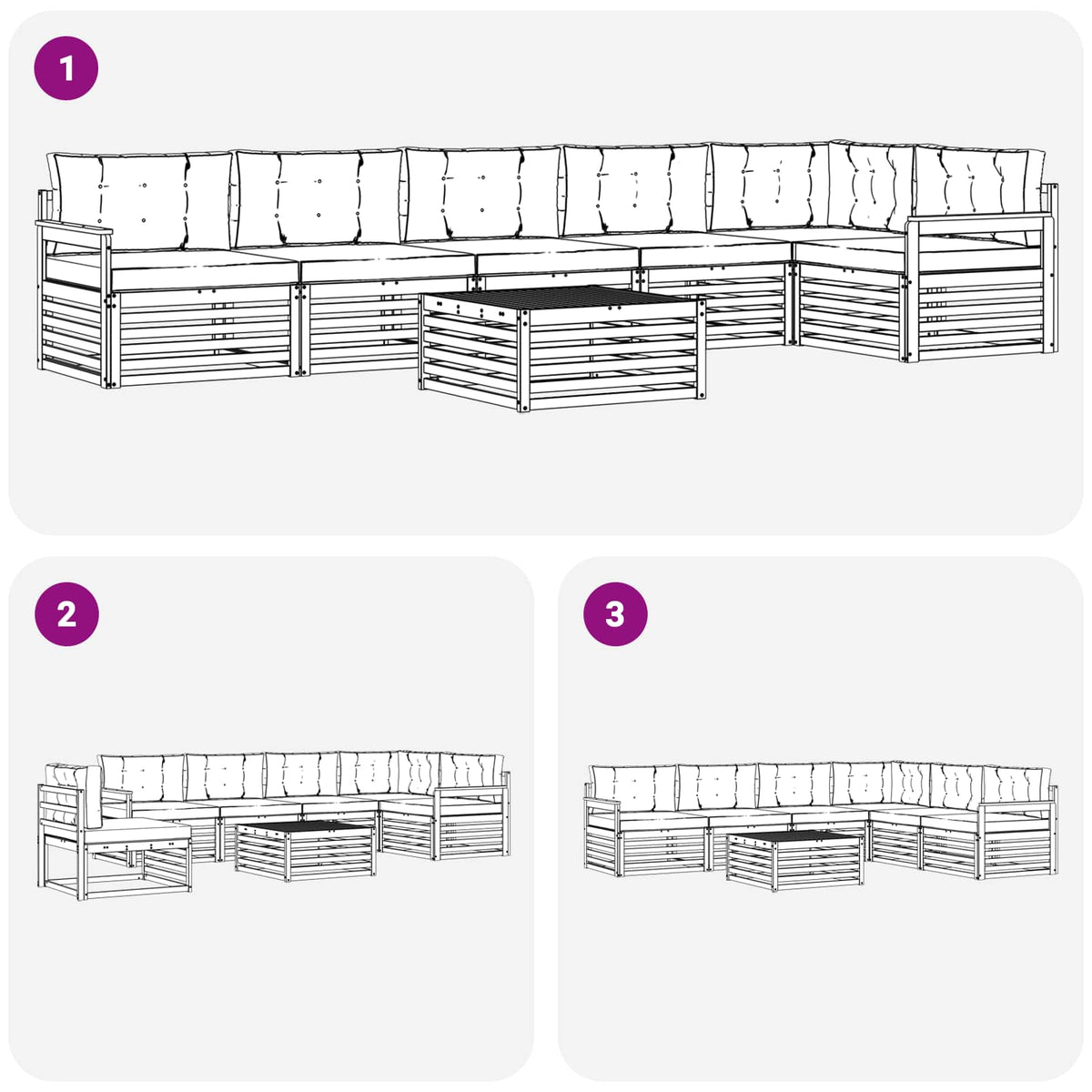 Outdoor-Sofagarnitur 7 stk. Natur und Beige