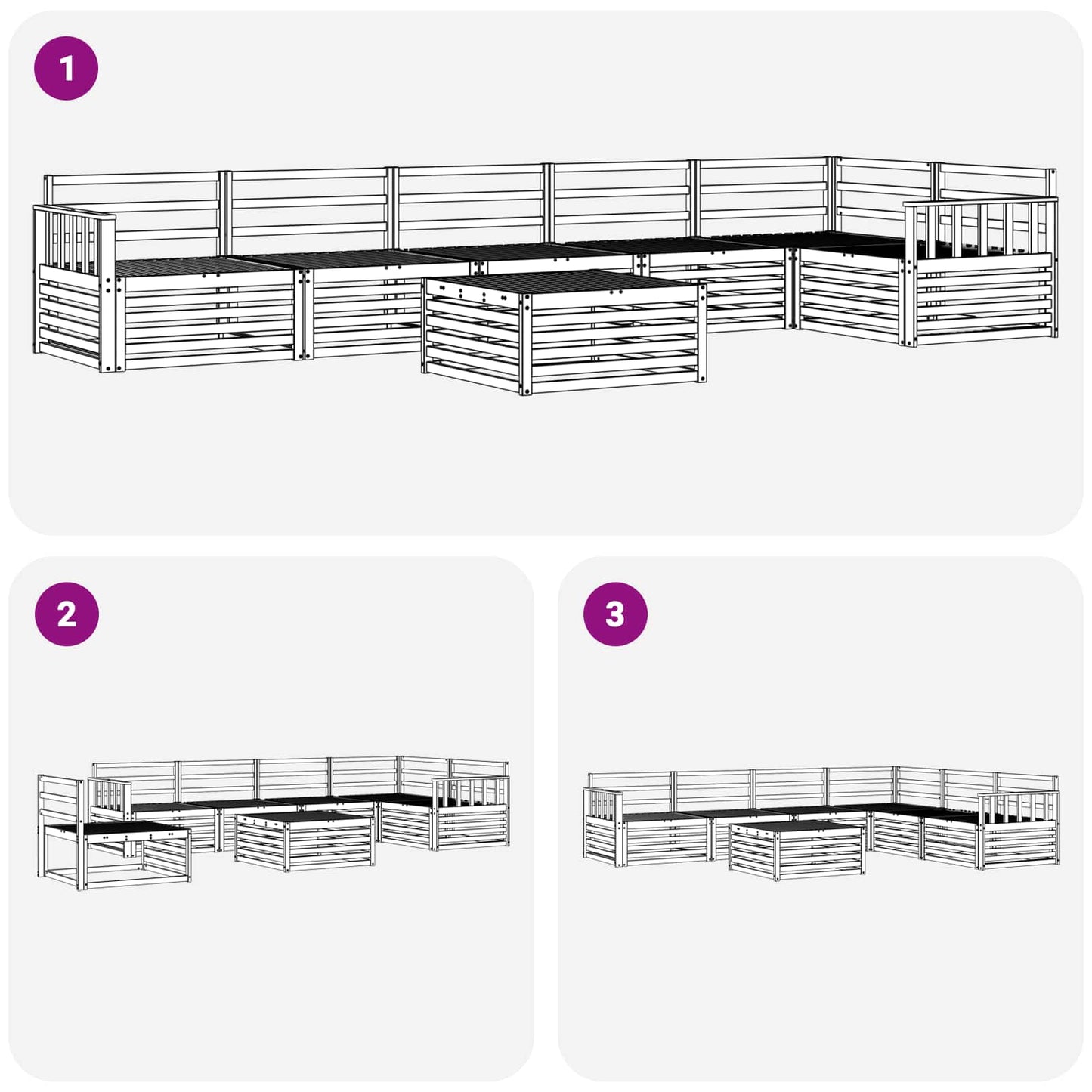 Outdoor-Sofagarnitur 7 pcs Natur