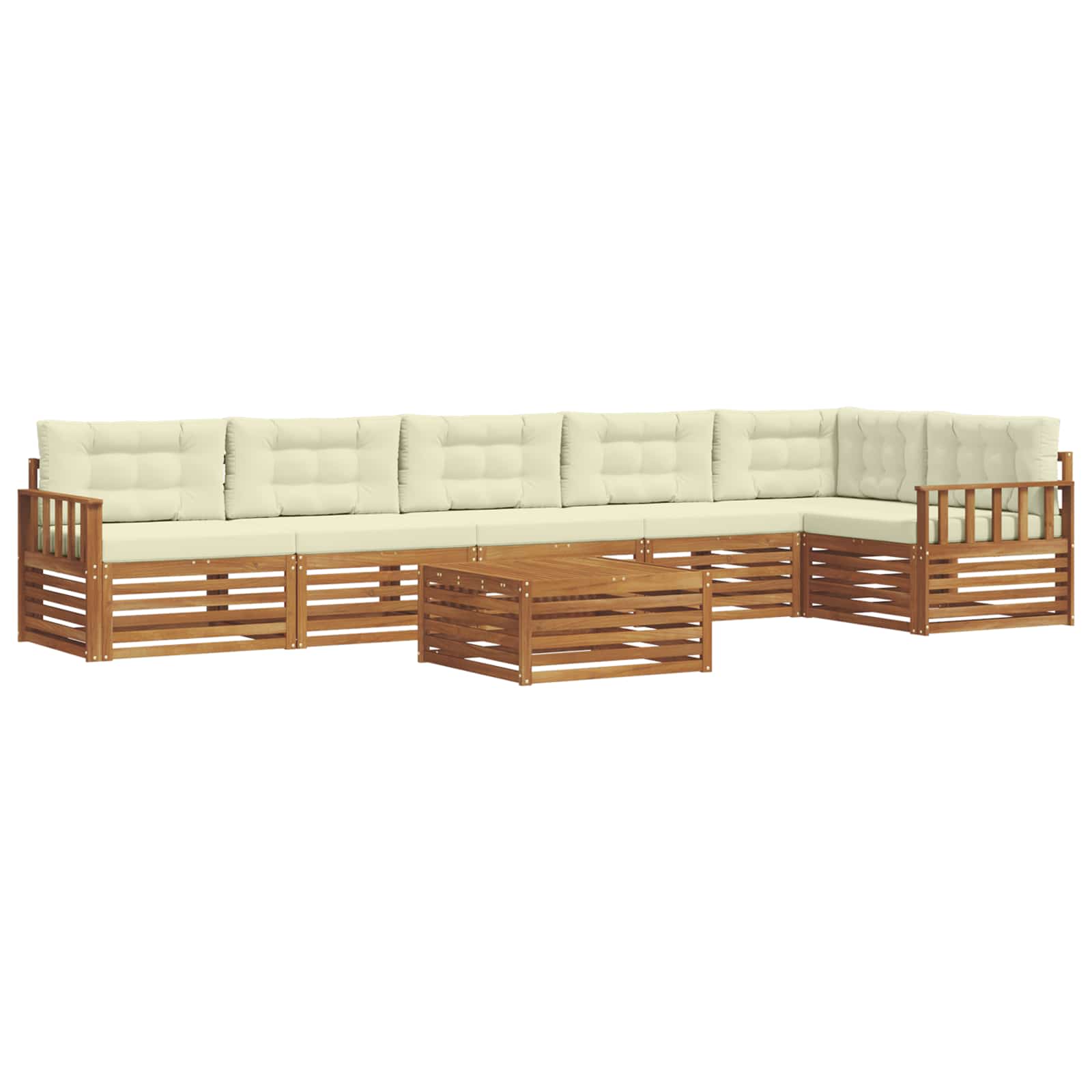Outdoor-Sofagarnitur mit Kissen 7 pcs Natur und Creme