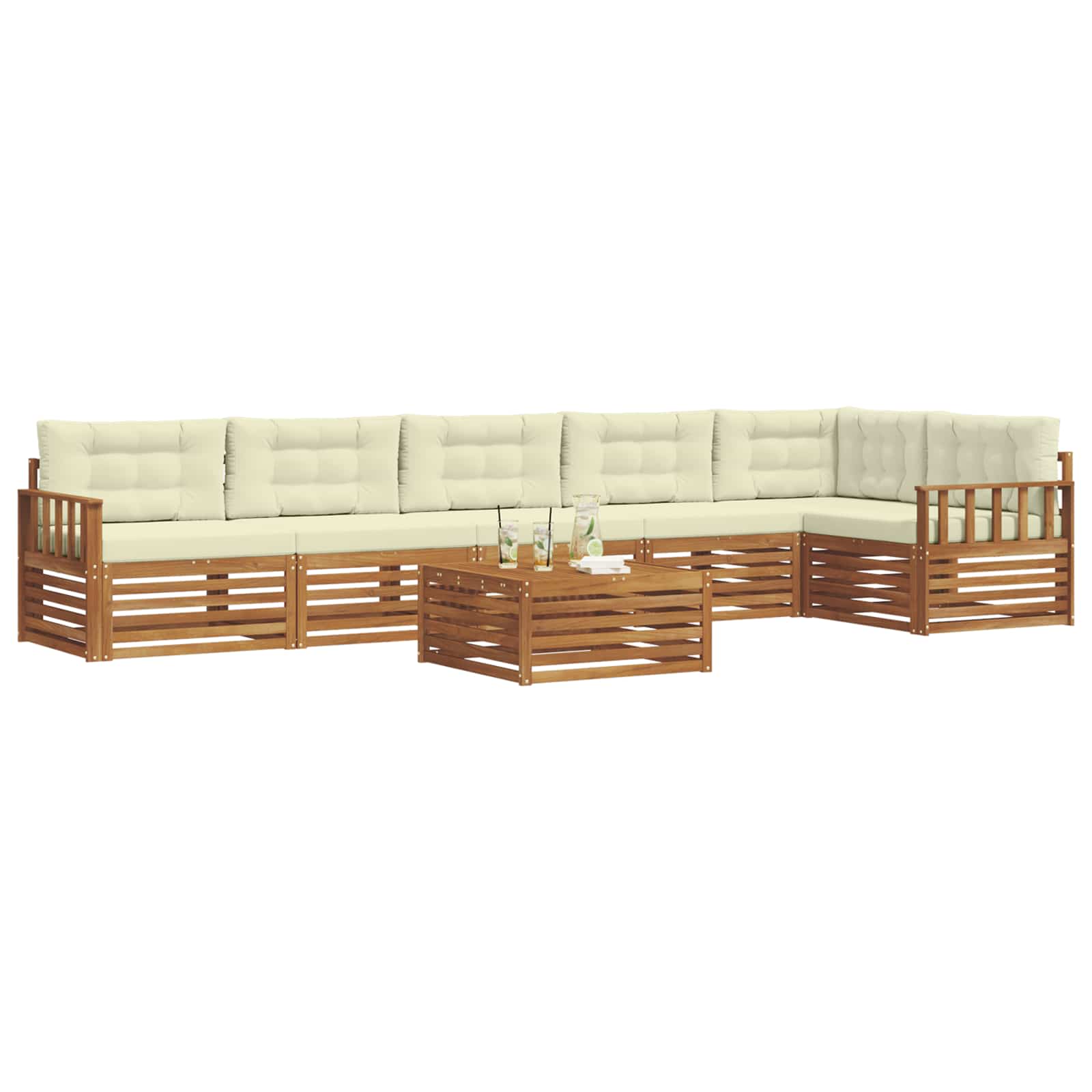 Outdoor-Sofagarnitur 7 stk. Natur und Creme