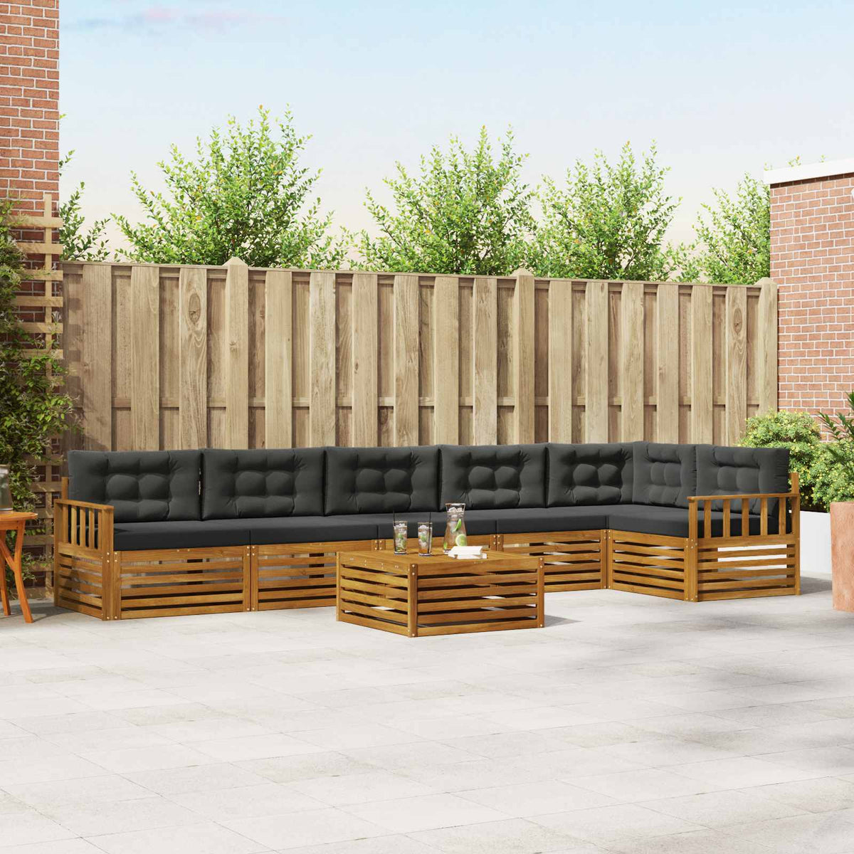 Outdoor-Sofagarnitur 7 stk. Natur und Anthrazit