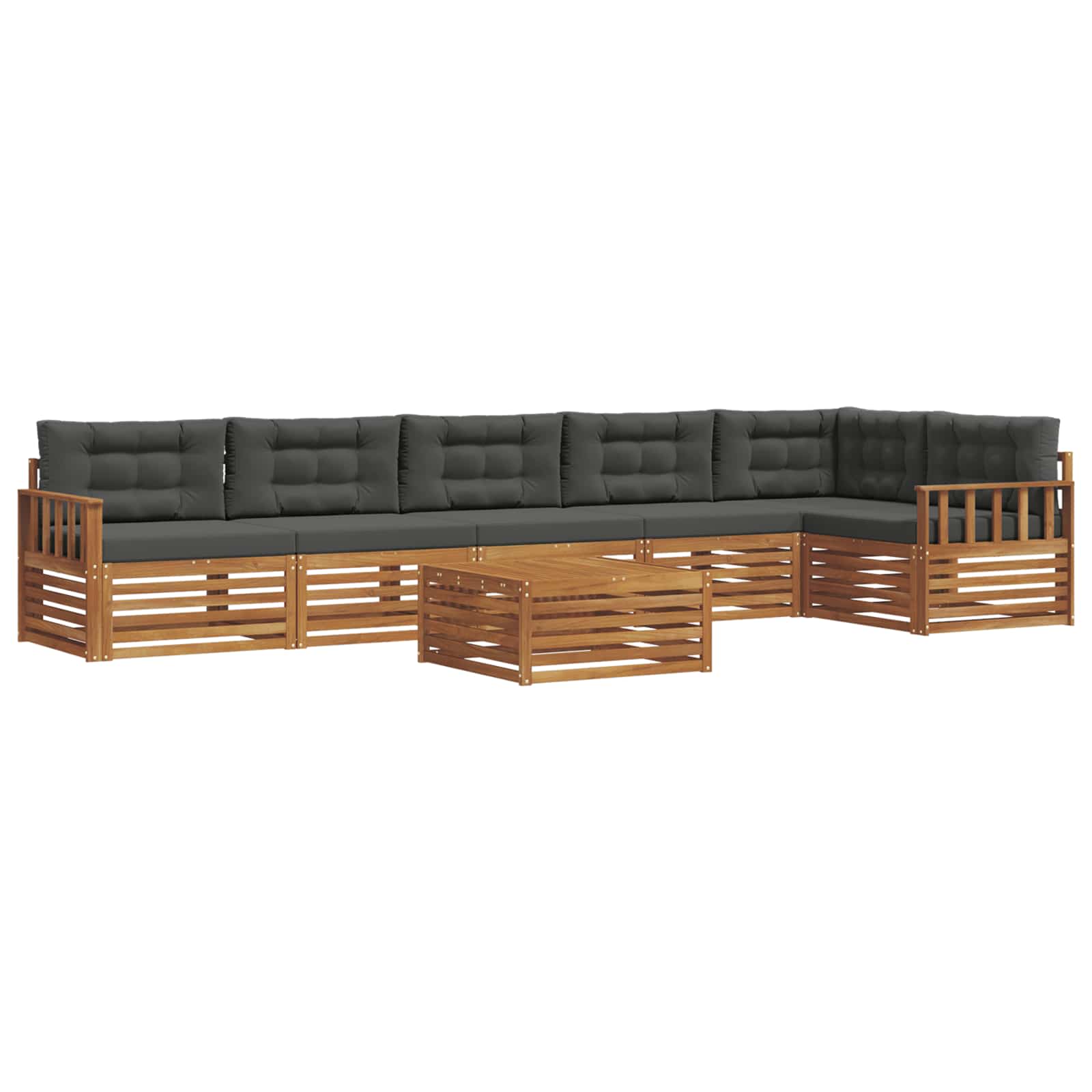 Outdoor-Sofagarnitur mit Kissen 7 pcs Natur und Anthrazit