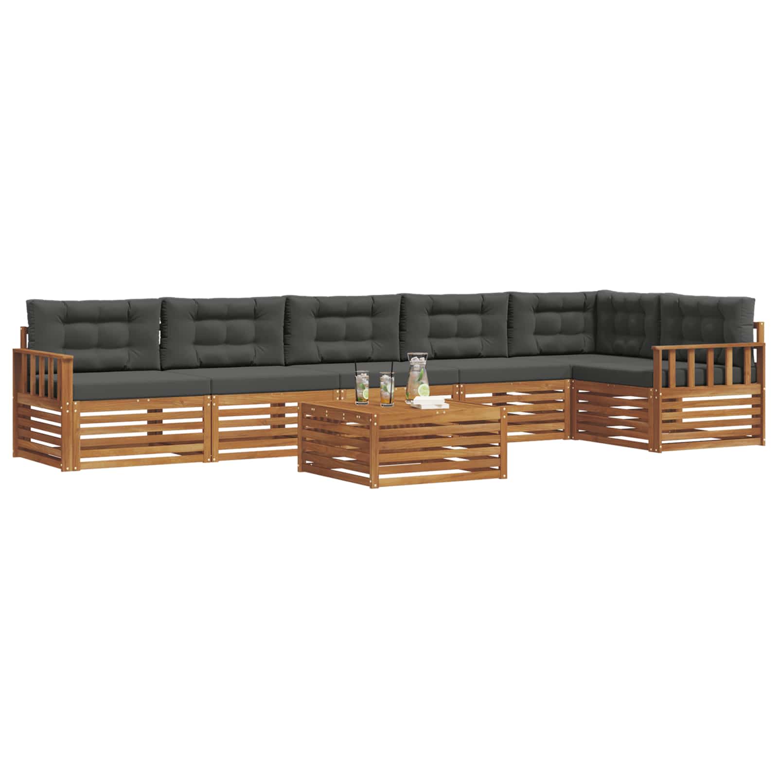 Outdoor-Sofagarnitur mit Kissen 7 pcs Natur und Anthrazit