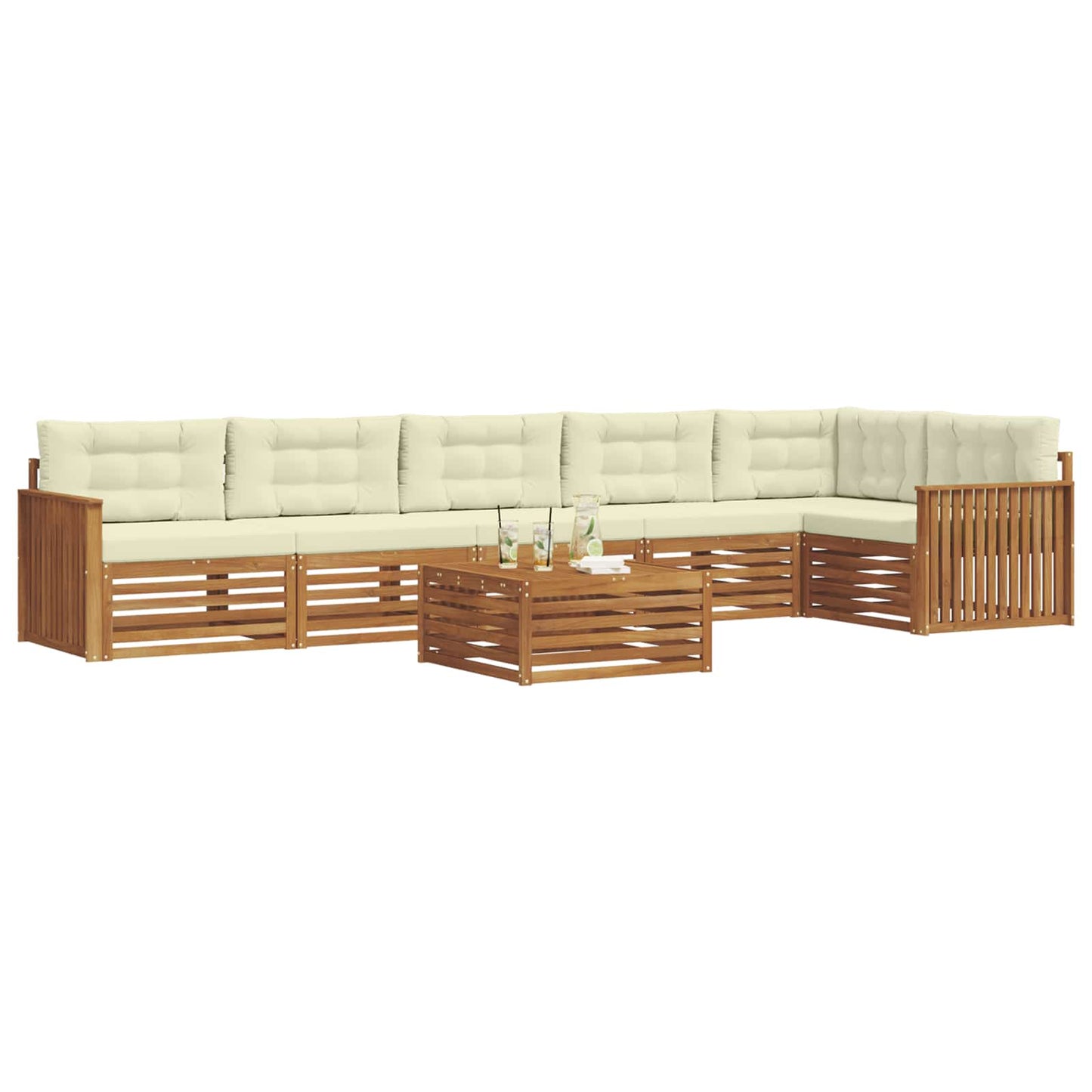 Outdoor-Sofagarnitur mit Kissen 7 pcs Natur und Creme