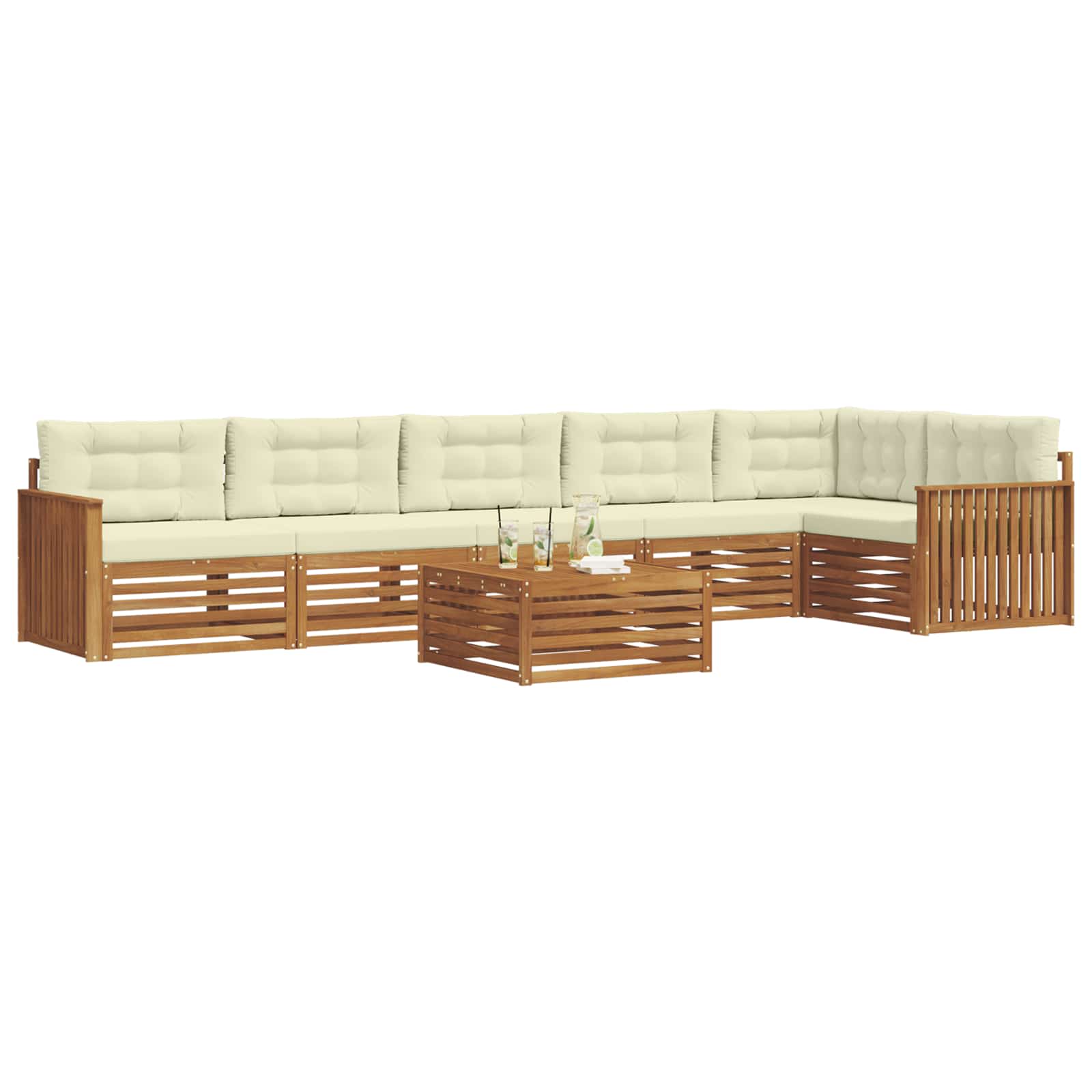 Outdoor-Sofagarnitur mit Kissen 7 pcs Natur und Creme