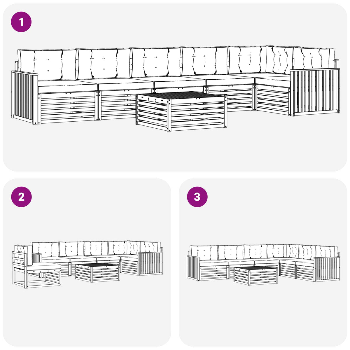 Outdoor-Sofagarnitur 7 stk. Natur und Creme