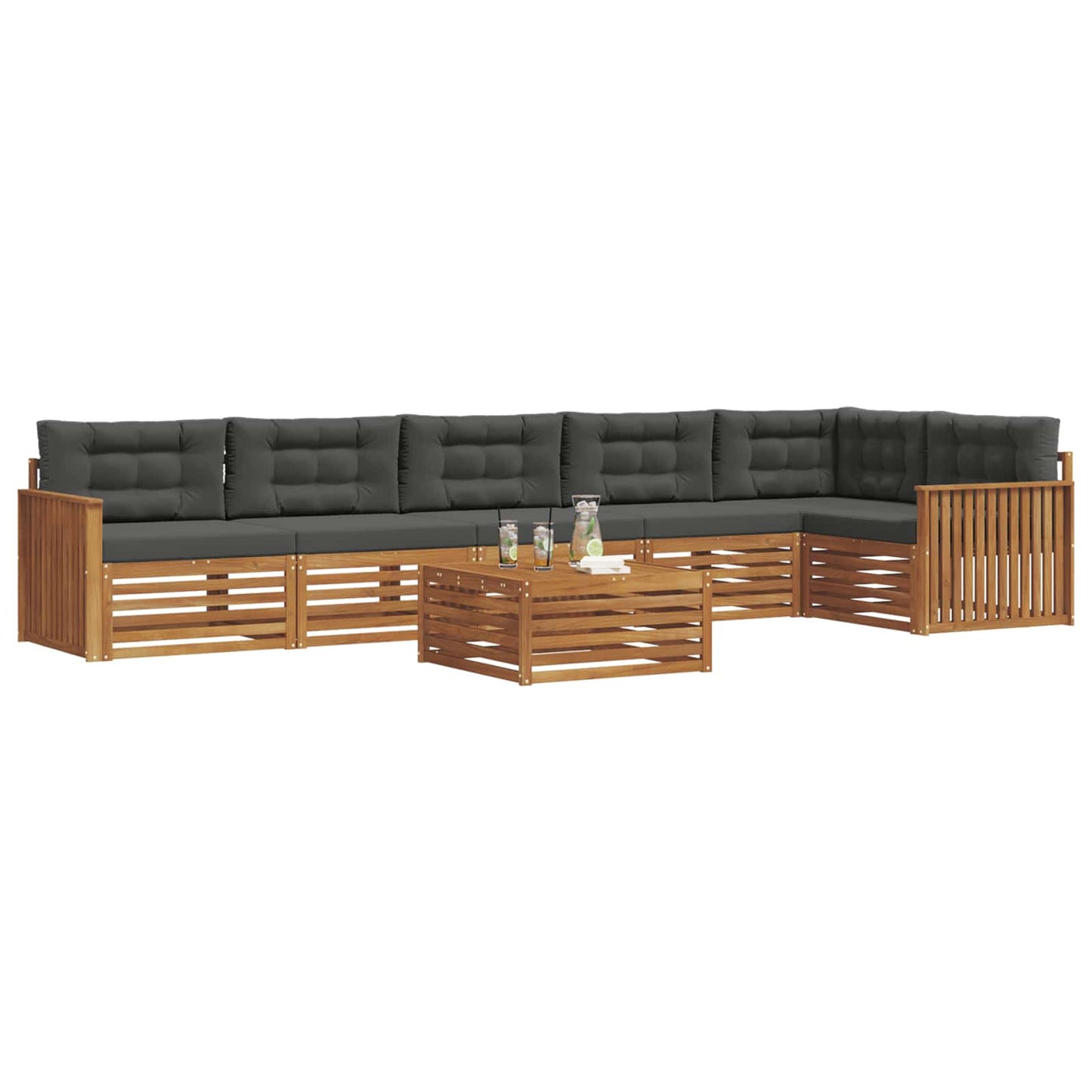 Outdoor-Sofagarnitur mit Kissen 7 pcs Natur und Anthrazit