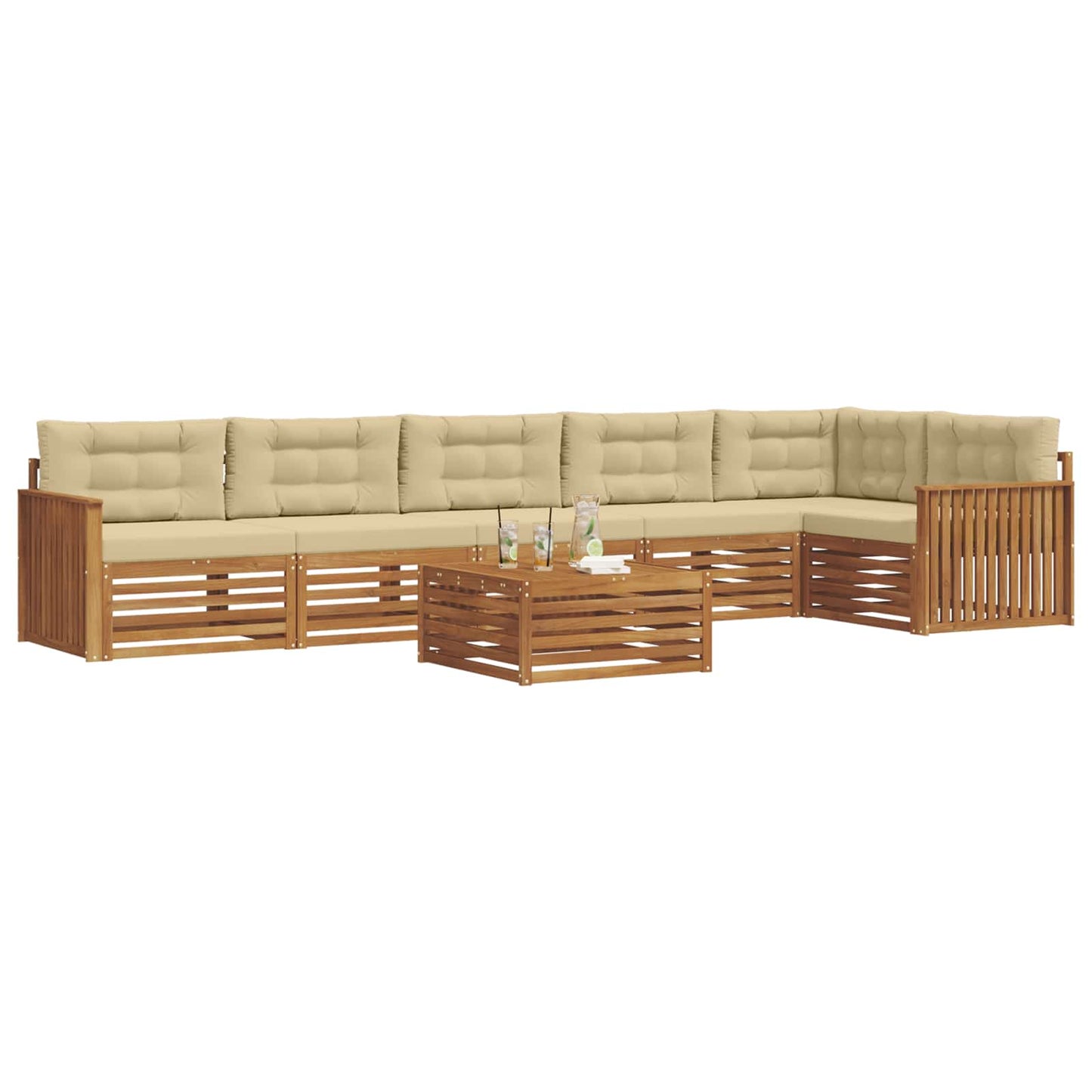 Outdoor-Sofagarnitur mit Kissen 7 pcs Natur und Beige