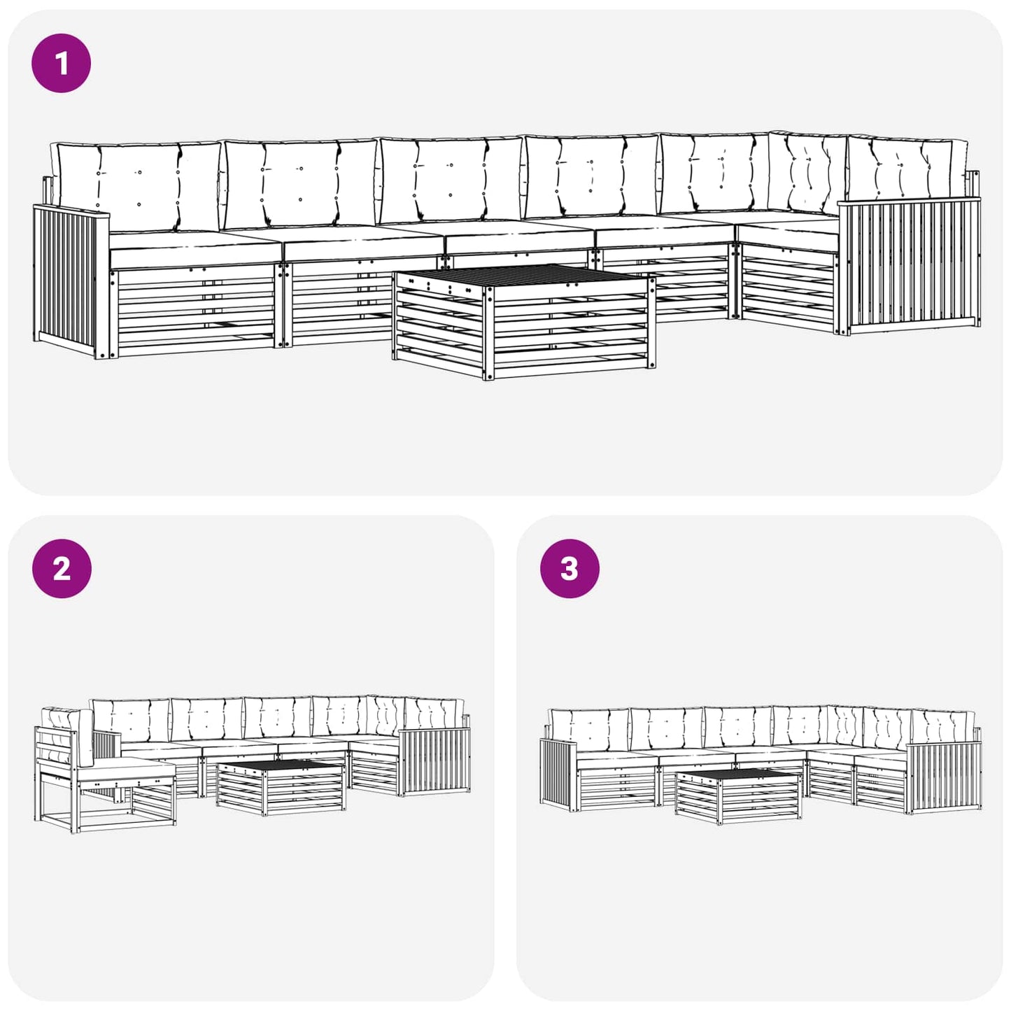 Outdoor-Sofagarnitur mit Kissen 7 pcs Natur und Beige