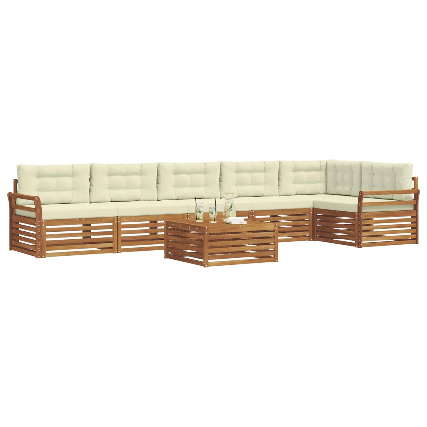 Outdoor-Sofagarnitur mit Kissen 7 pcs Natur und Creme