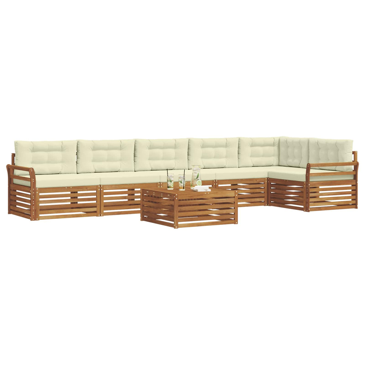 Outdoor-Sofagarnitur 7 stk. Natur und Creme