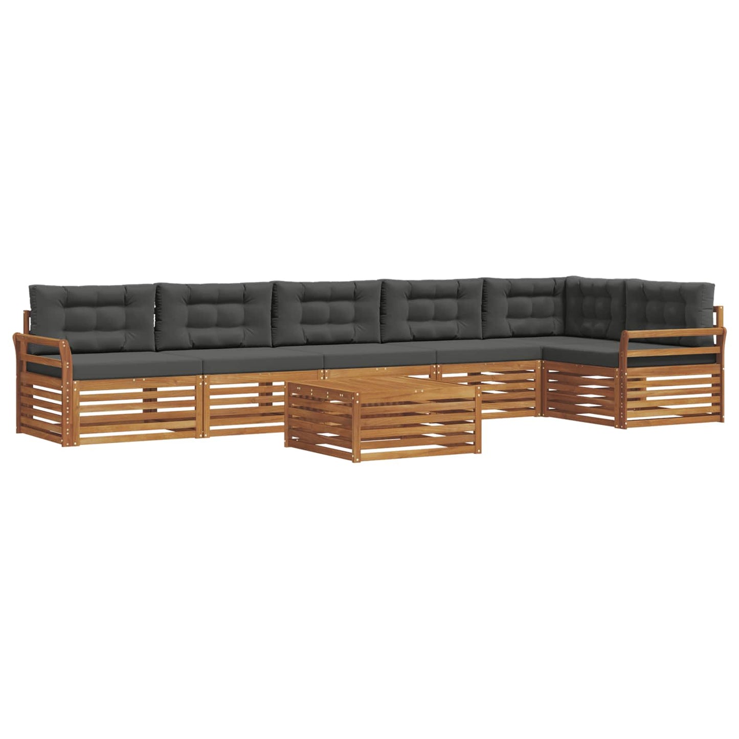Outdoor-Sofagarnitur mit Kissen 7 pcs Natur und Anthrazit