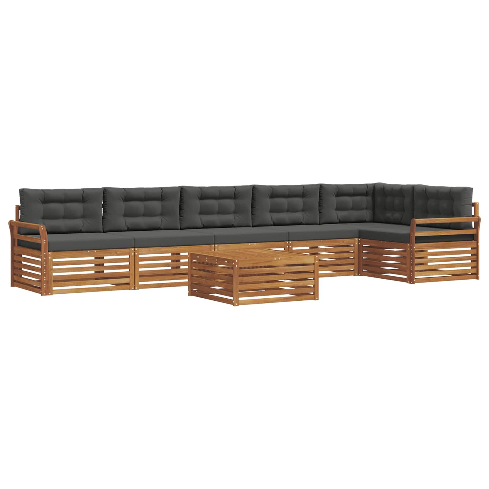 Outdoor-Sofagarnitur mit Kissen 7 pcs Natur und Anthrazit