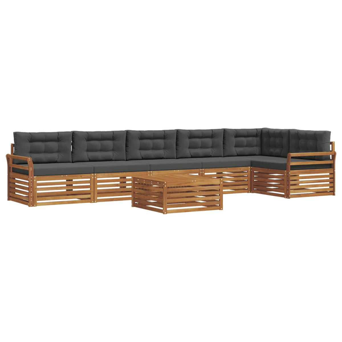 Outdoor-Sofagarnitur 7 stk. Natur und Anthrazit