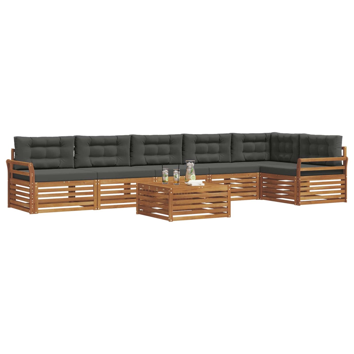 Outdoor-Sofagarnitur mit Kissen 7 pcs Natur und Anthrazit