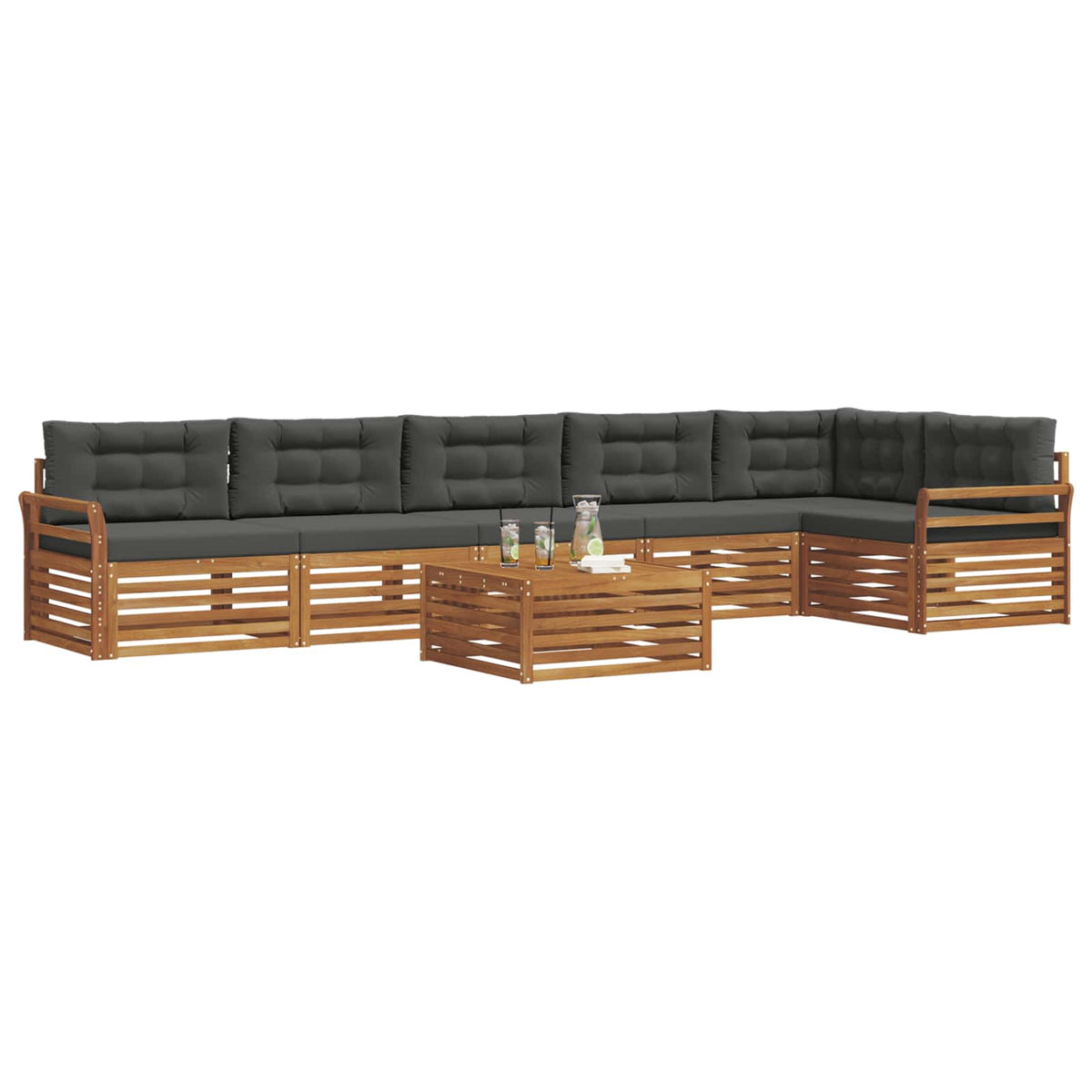 Outdoor-Sofagarnitur 7 stk. Natur und Anthrazit