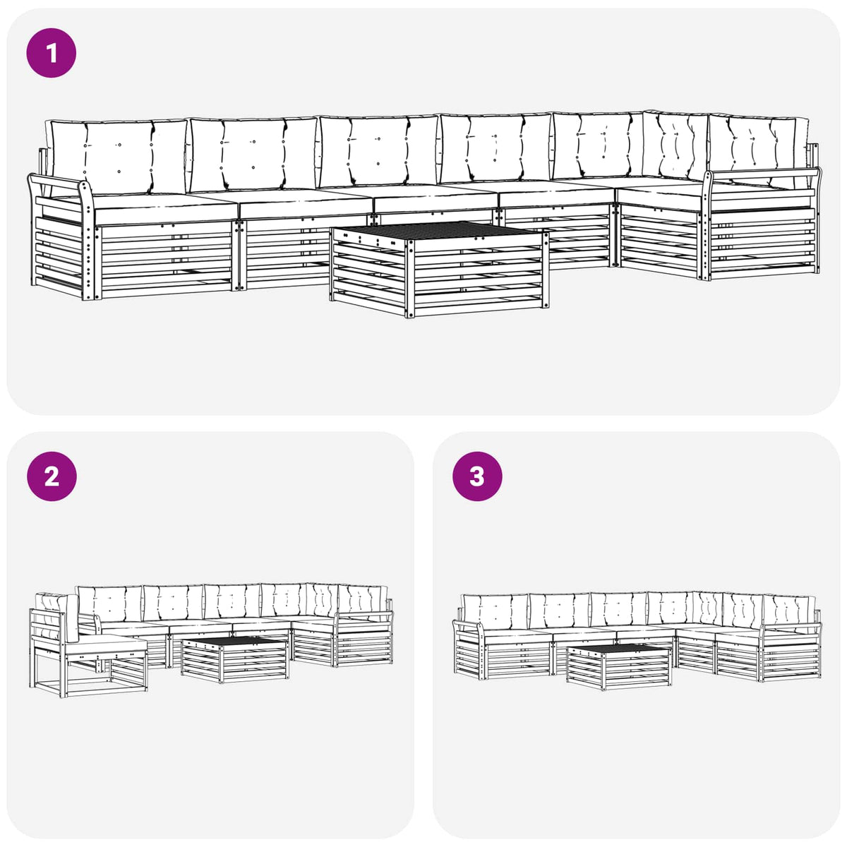 Outdoor-Sofagarnitur 7 stk. Natur und Anthrazit