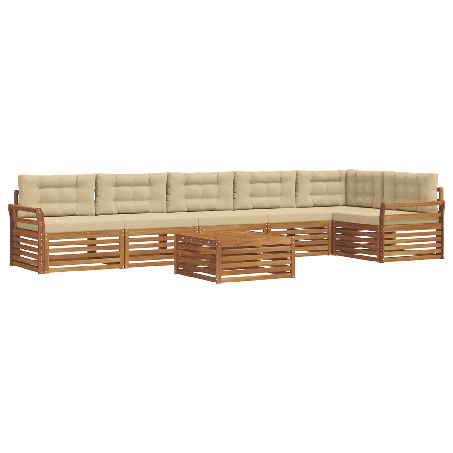 Outdoor-Sofagarnitur mit Kissen 7 pcs Natur und Beige
