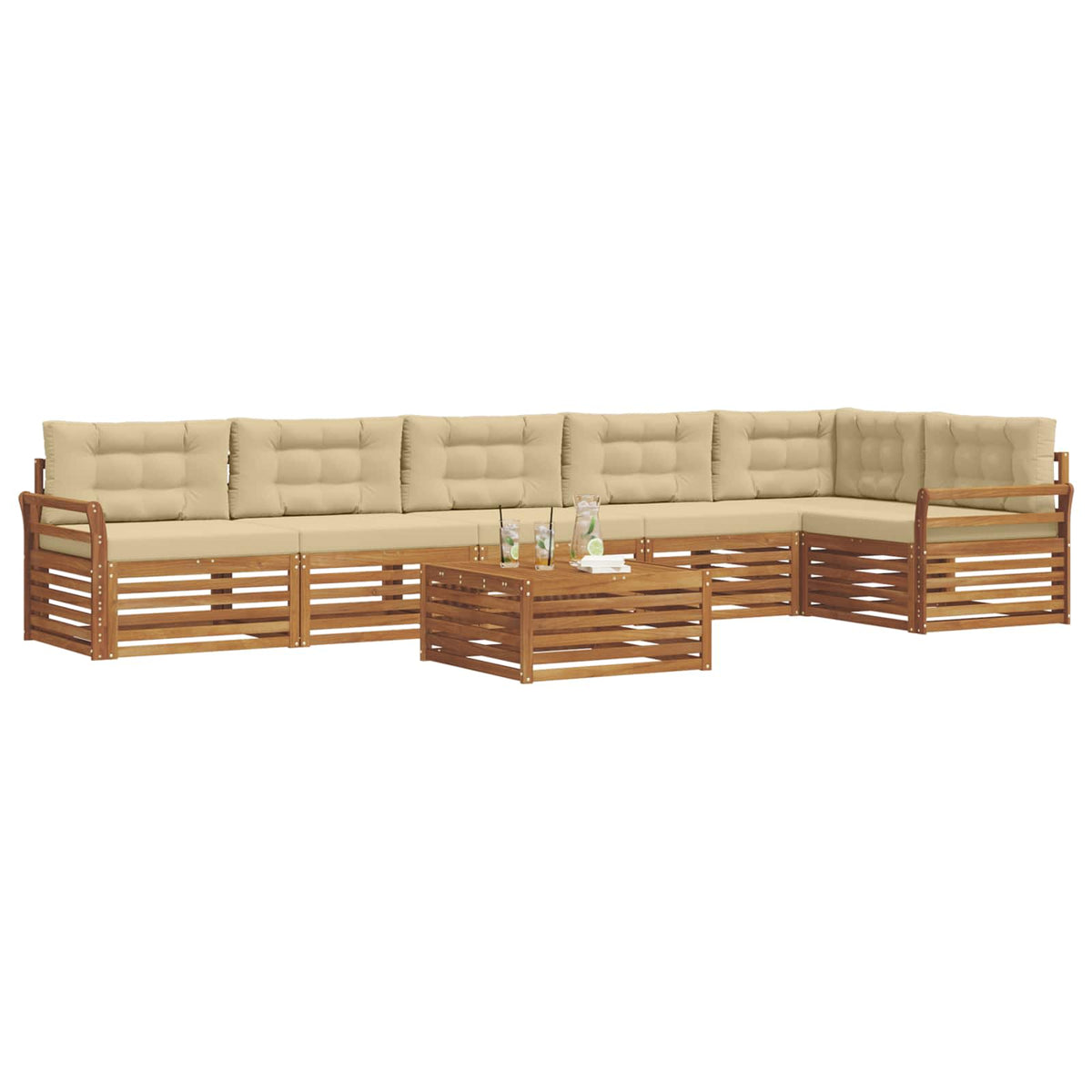 Outdoor-Sofagarnitur 7 stk. Natur und Beige