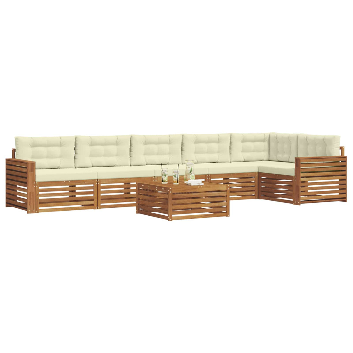 Outdoor-Sofagarnitur 7 stk. Natur und Creme