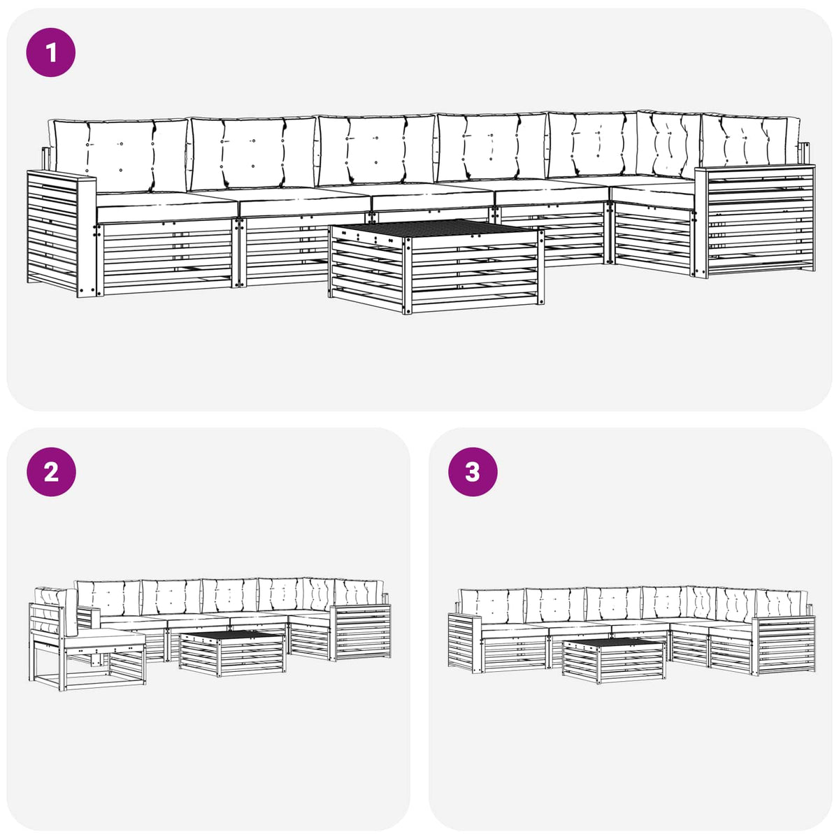 Outdoor-Sofagarnitur 7 stk. Natur und Creme