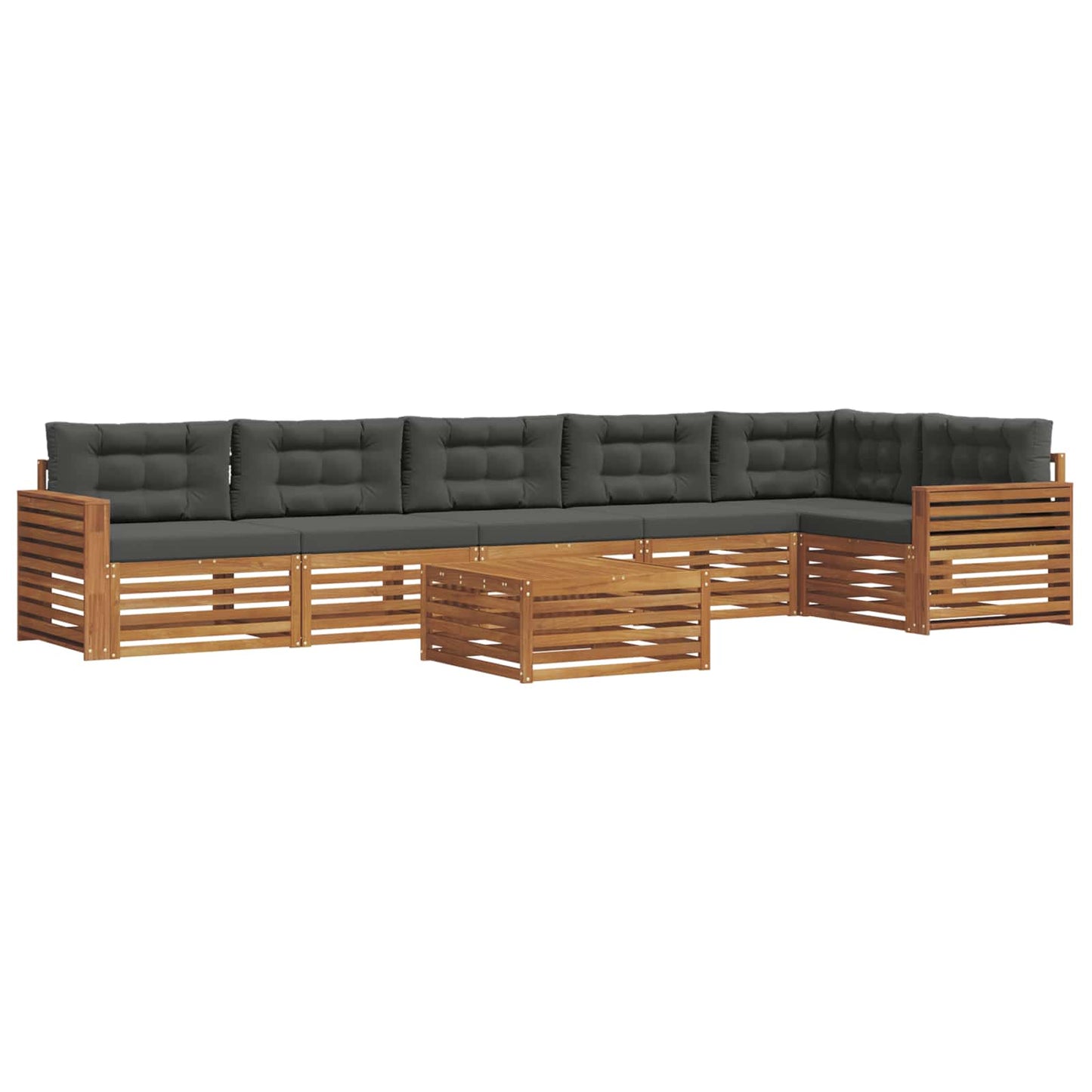 Outdoor-Sofagarnitur mit Kissen 7 pcs Natur und Anthrazit