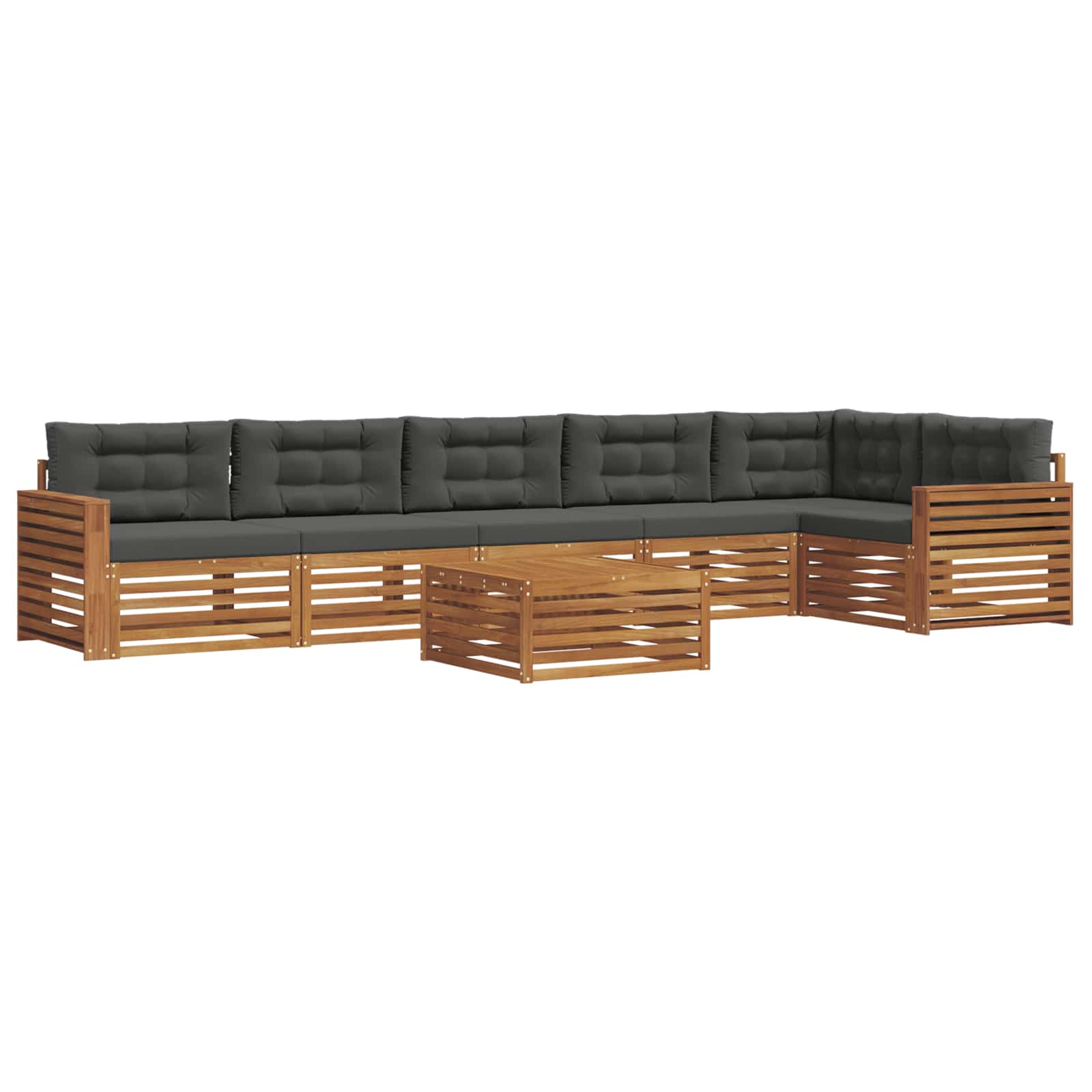 Outdoor-Sofagarnitur mit Kissen 7 pcs Natur und Anthrazit