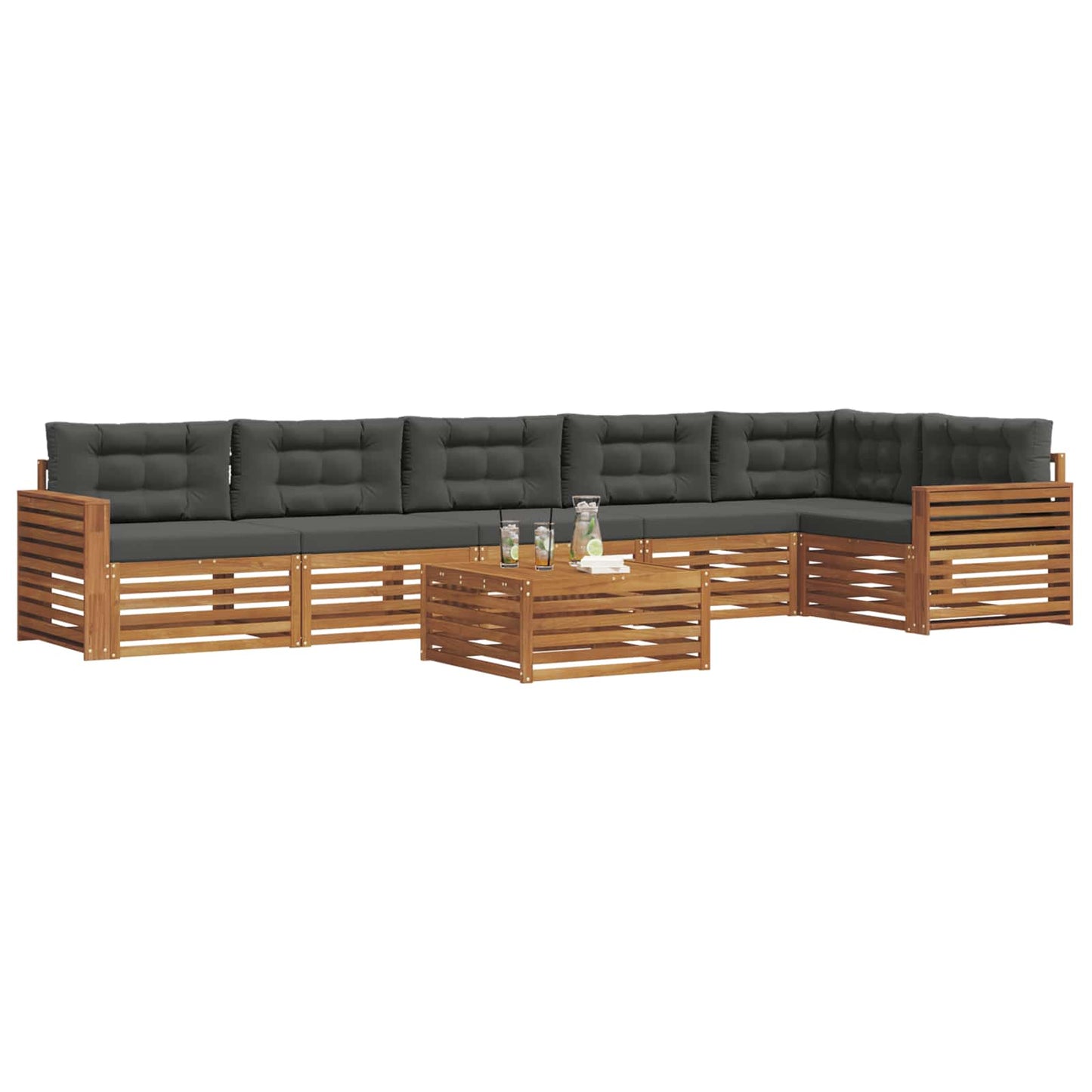 Outdoor-Sofagarnitur mit Kissen 7 pcs Natur und Anthrazit