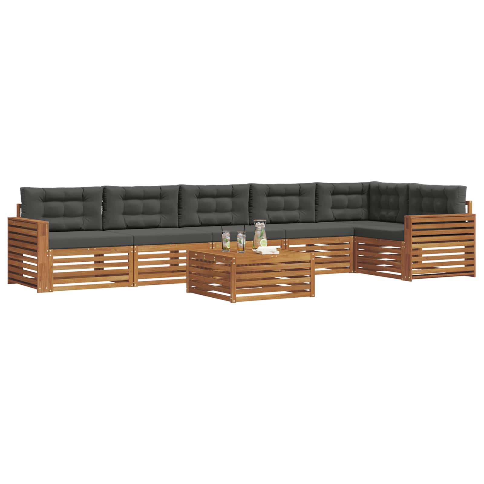 Outdoor-Sofagarnitur mit Kissen 7 pcs Natur und Anthrazit