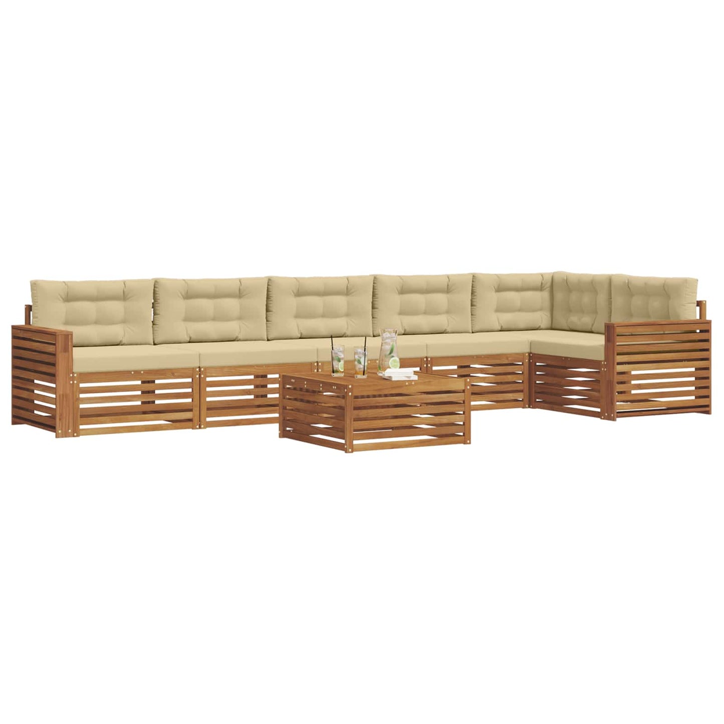 Outdoor-Sofagarnitur 7 stk. Natur und Beige