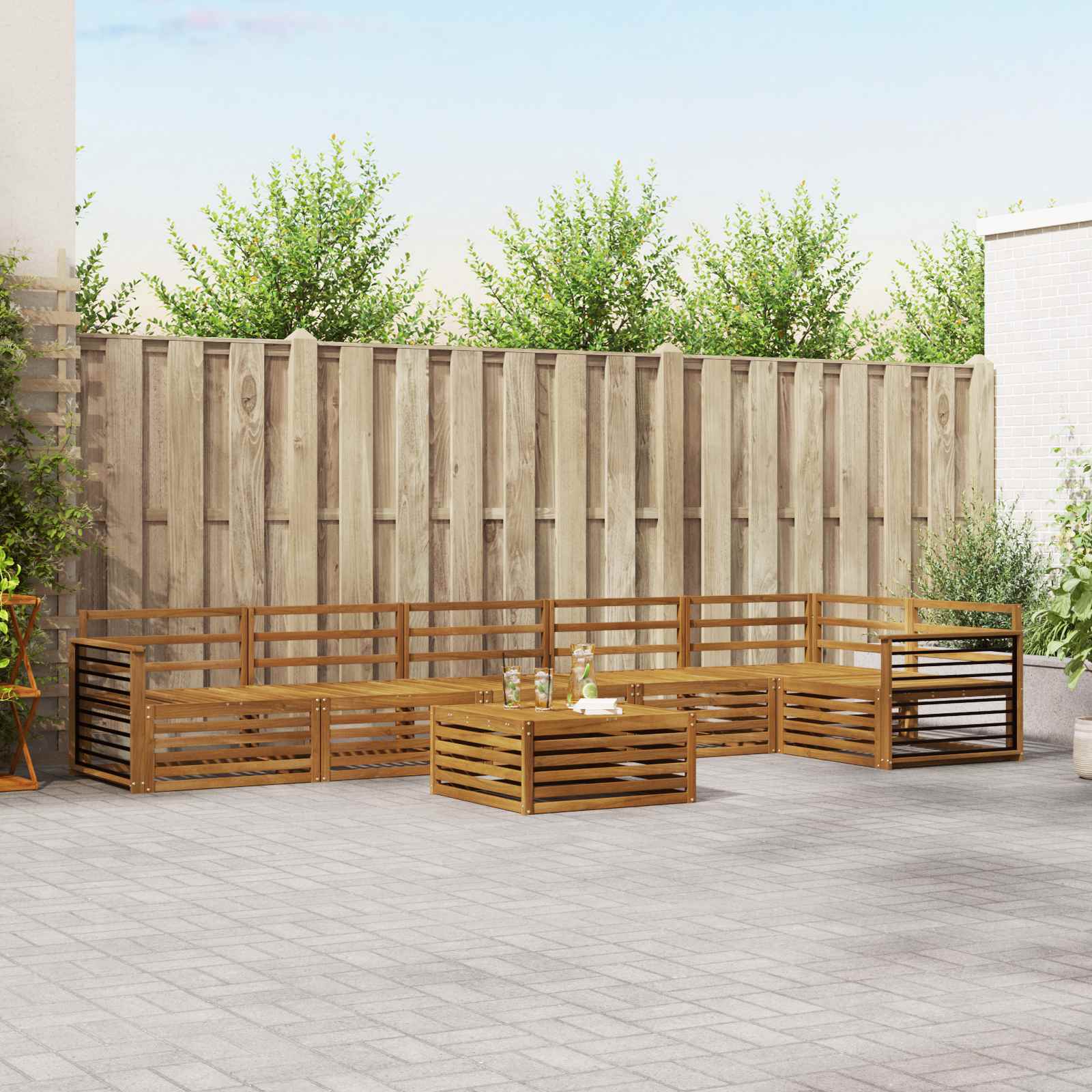Outdoor-Sofagarnitur 7 pcs Natur Massivholz Akazie