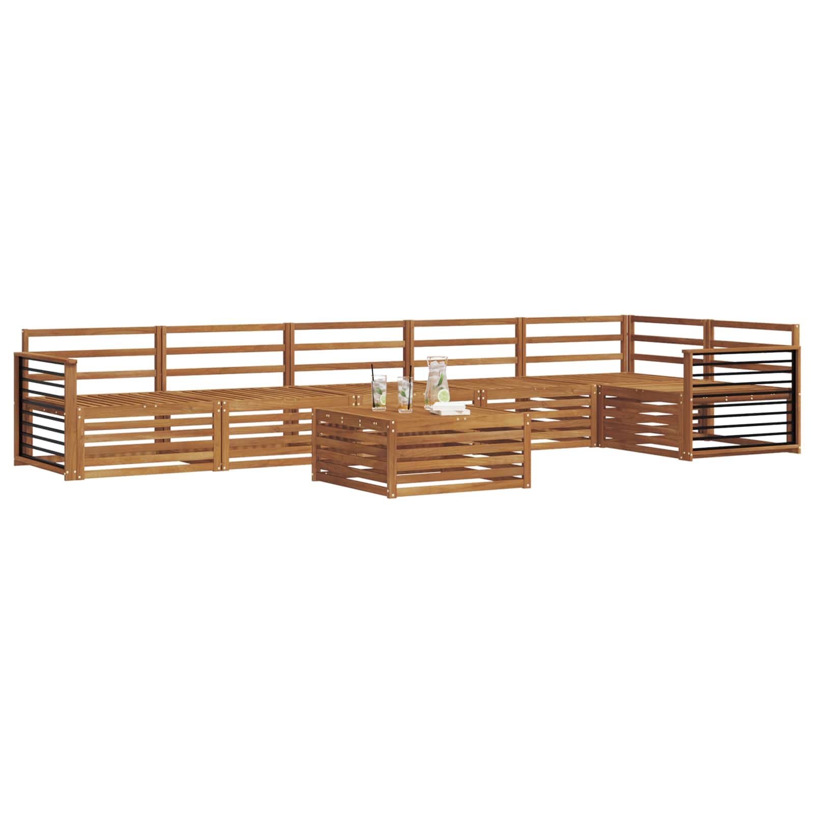 Outdoor-Sofagarnitur 7 pcs Natur Massivholz Akazie