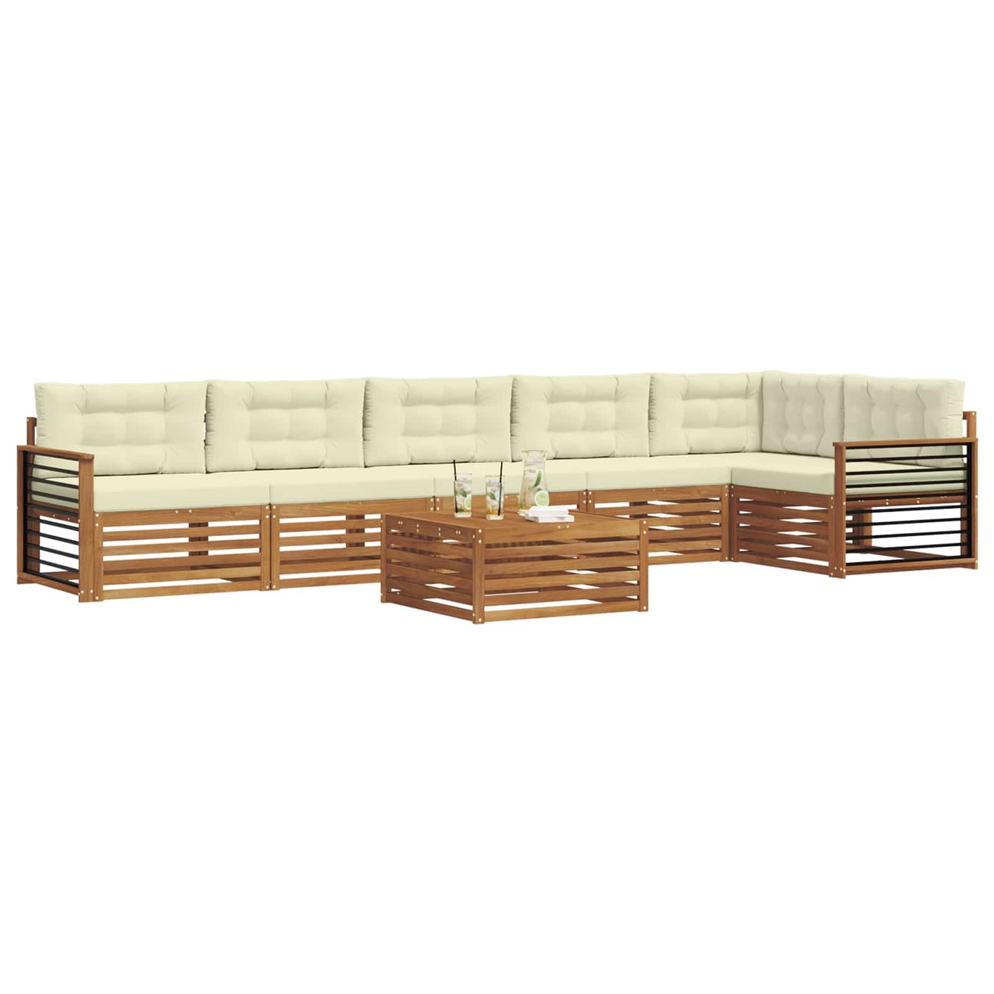 Outdoor-Sofagarnitur 7 stk. Natur und Creme