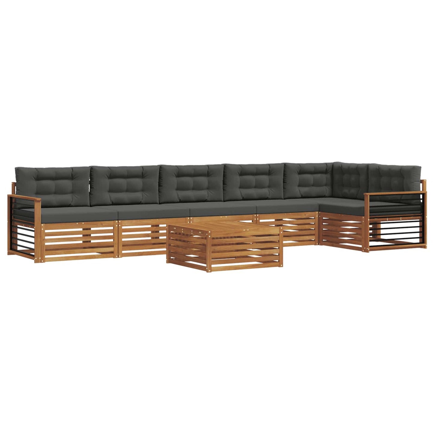 Outdoor-Sofagarnitur mit Kissen 7 pcs Natur und Anthrazit