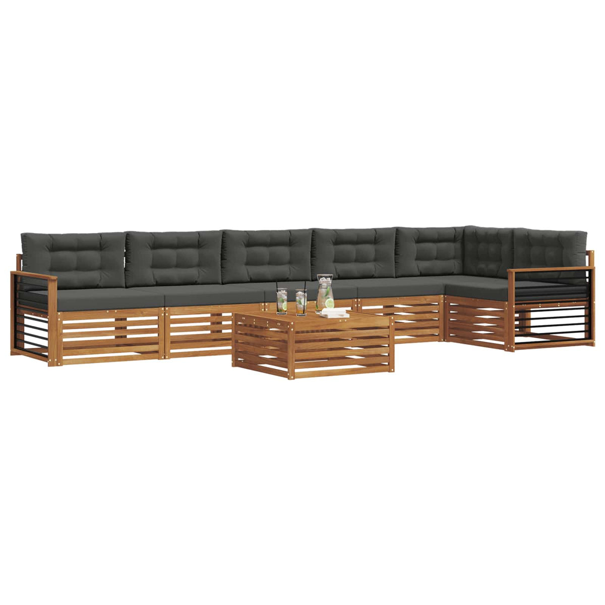 Outdoor-Sofagarnitur 7 stk. Natur und Anthrazit