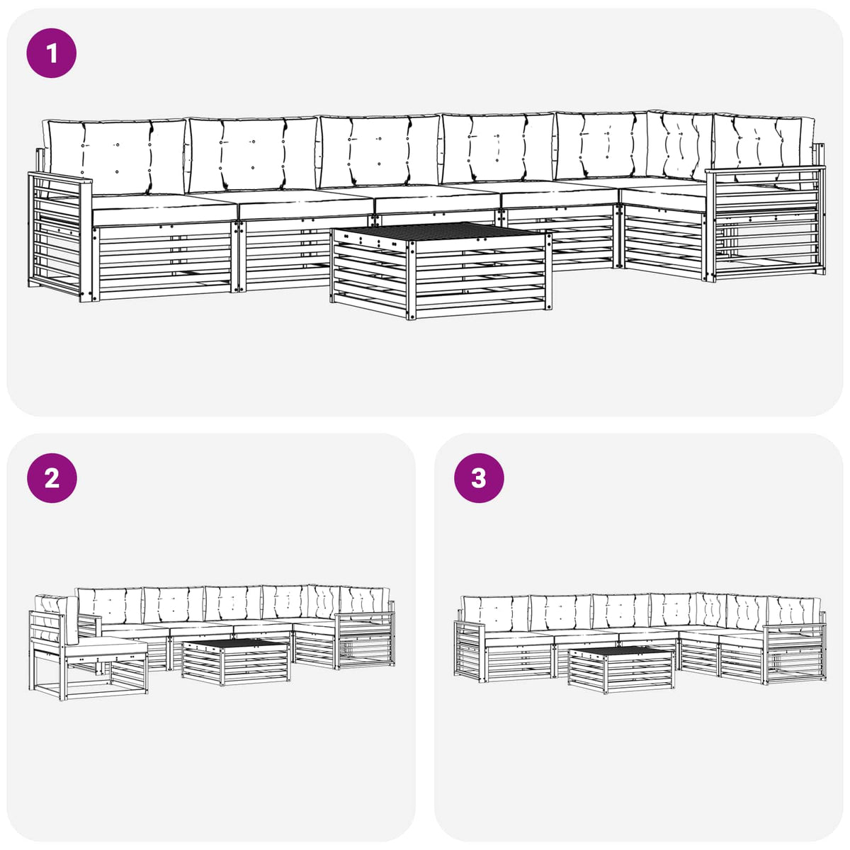 Outdoor-Sofagarnitur 7 stk. Natur und Anthrazit