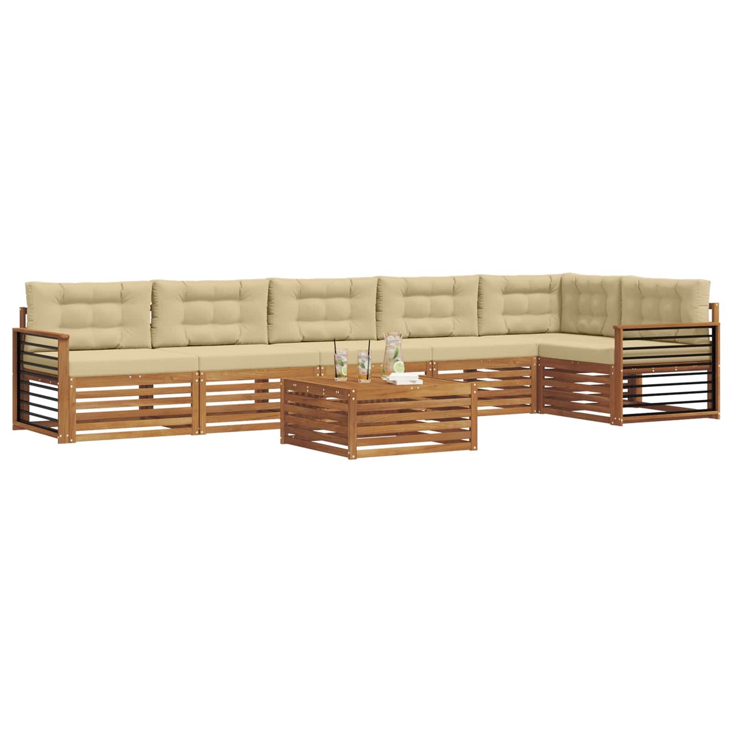 Outdoor-Sofagarnitur 7 stk. Natur und Beige