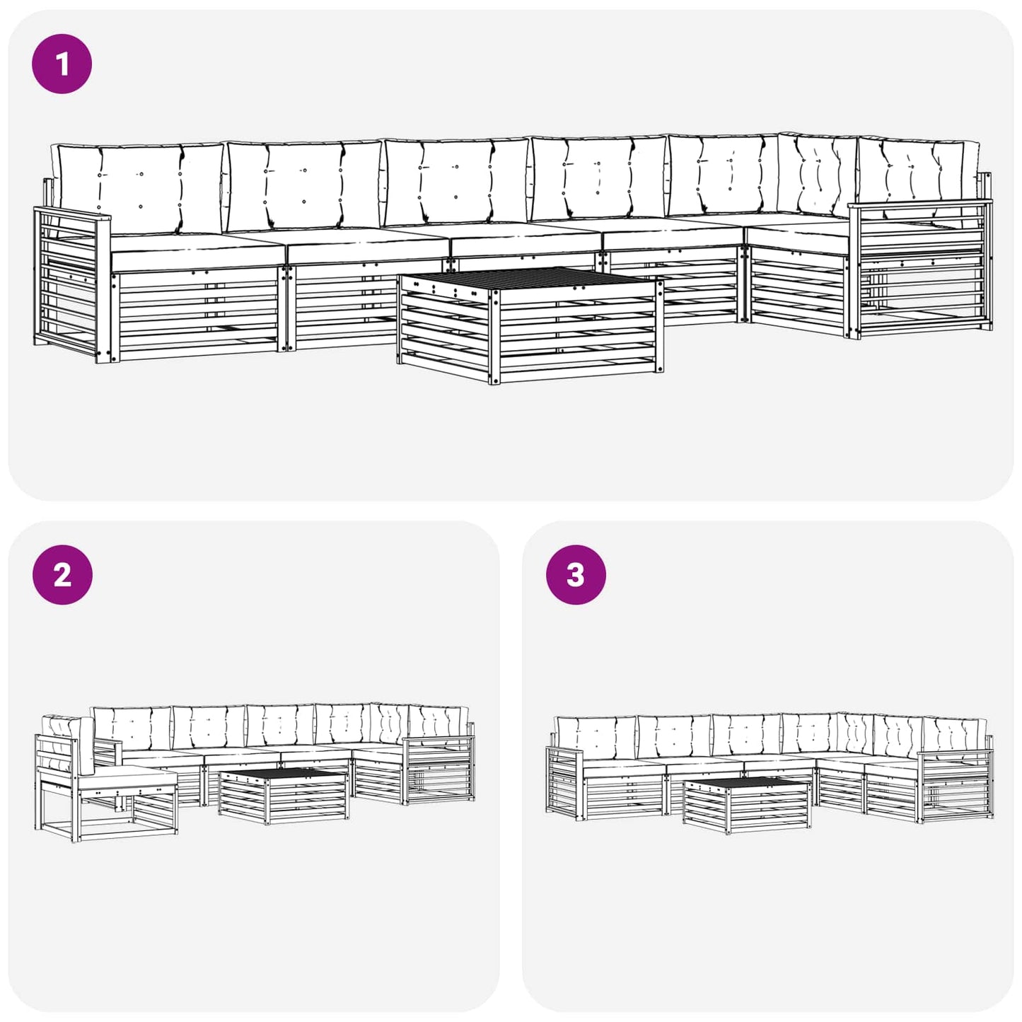 Outdoor-Sofagarnitur 7 stk. Natur und Beige
