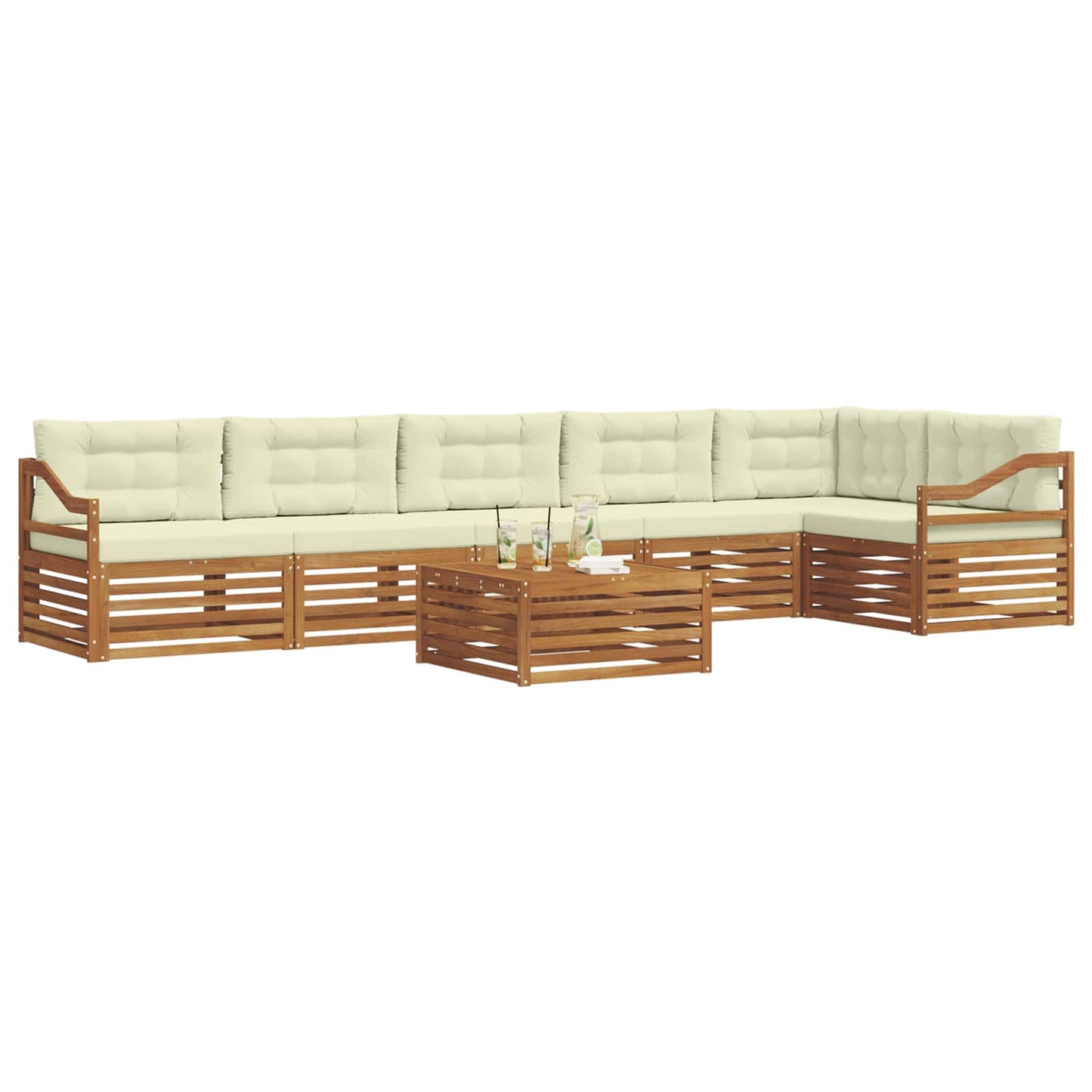 Outdoor-Sofagarnitur 7 stk. Natur und Creme
