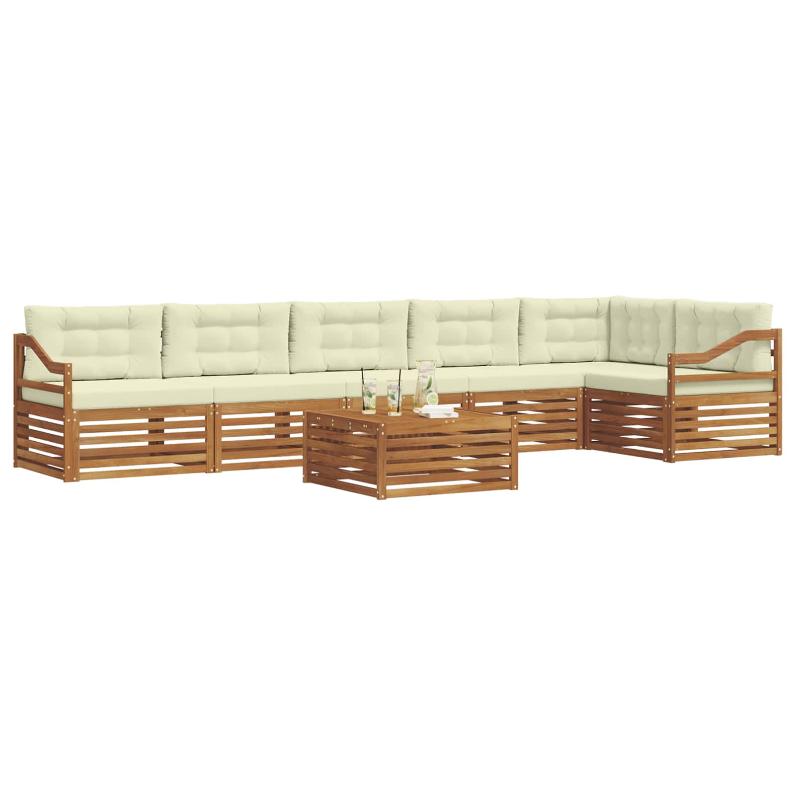 Outdoor-Sofagarnitur 7 stk. Natur und Creme