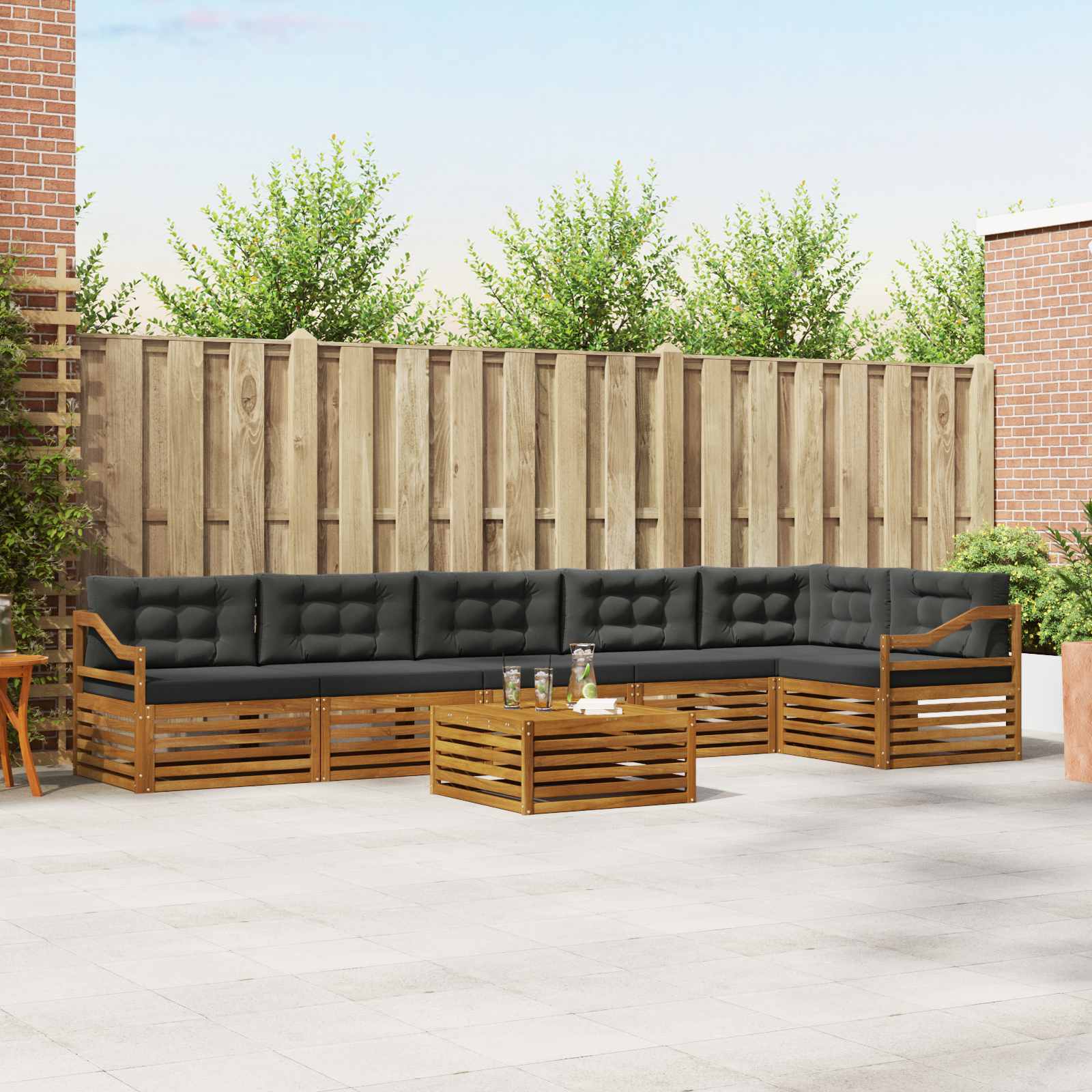 Outdoor-Sofagarnitur 7 stk. Natur und Anthrazit