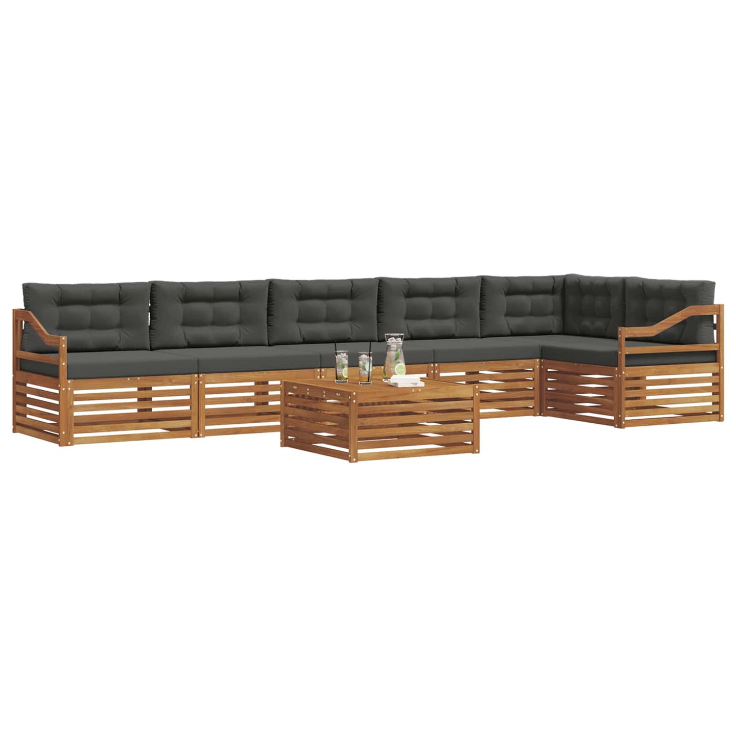 Outdoor-Sofagarnitur 7 stk. Natur und Anthrazit
