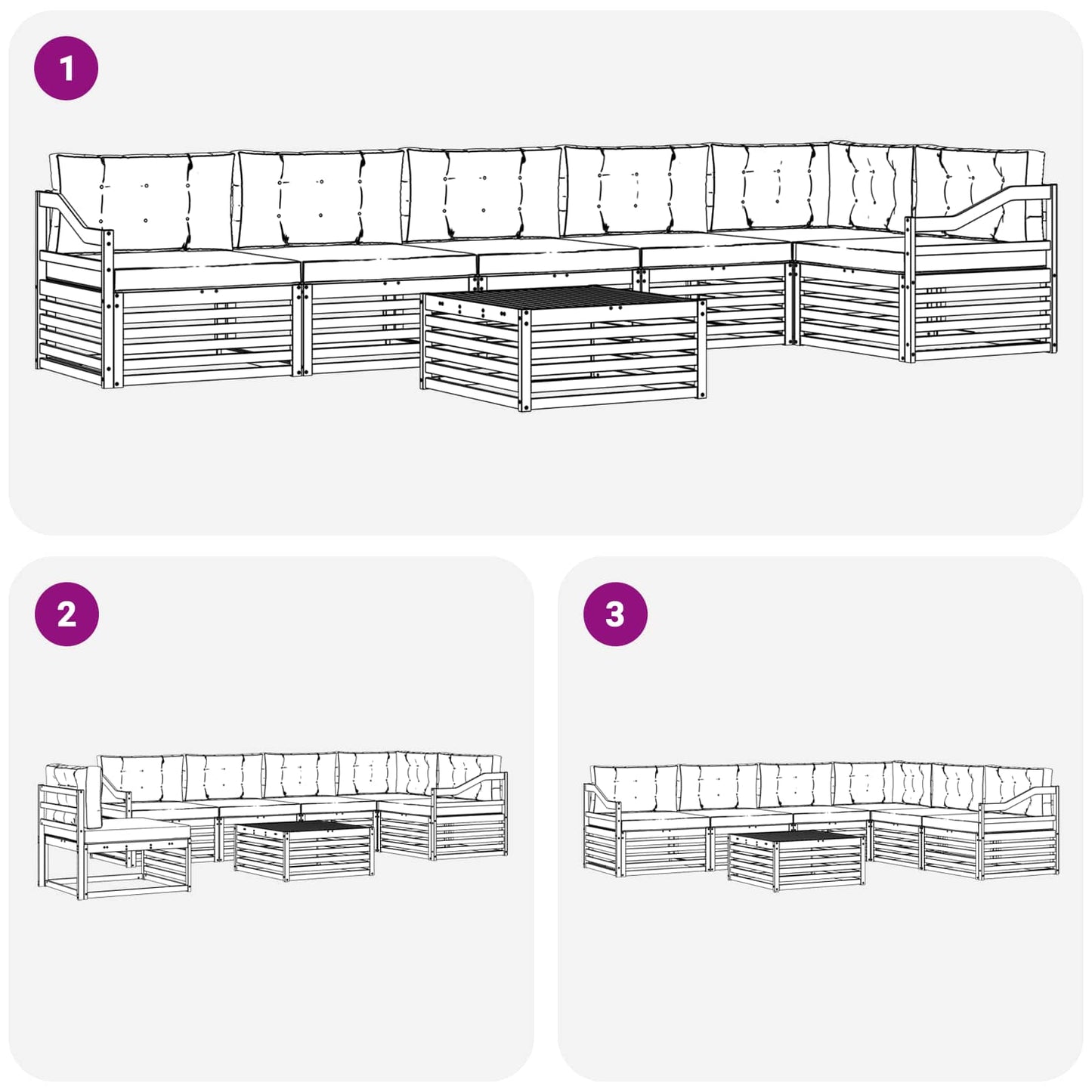 Outdoor-Sofagarnitur 7 stk. Natur und Anthrazit