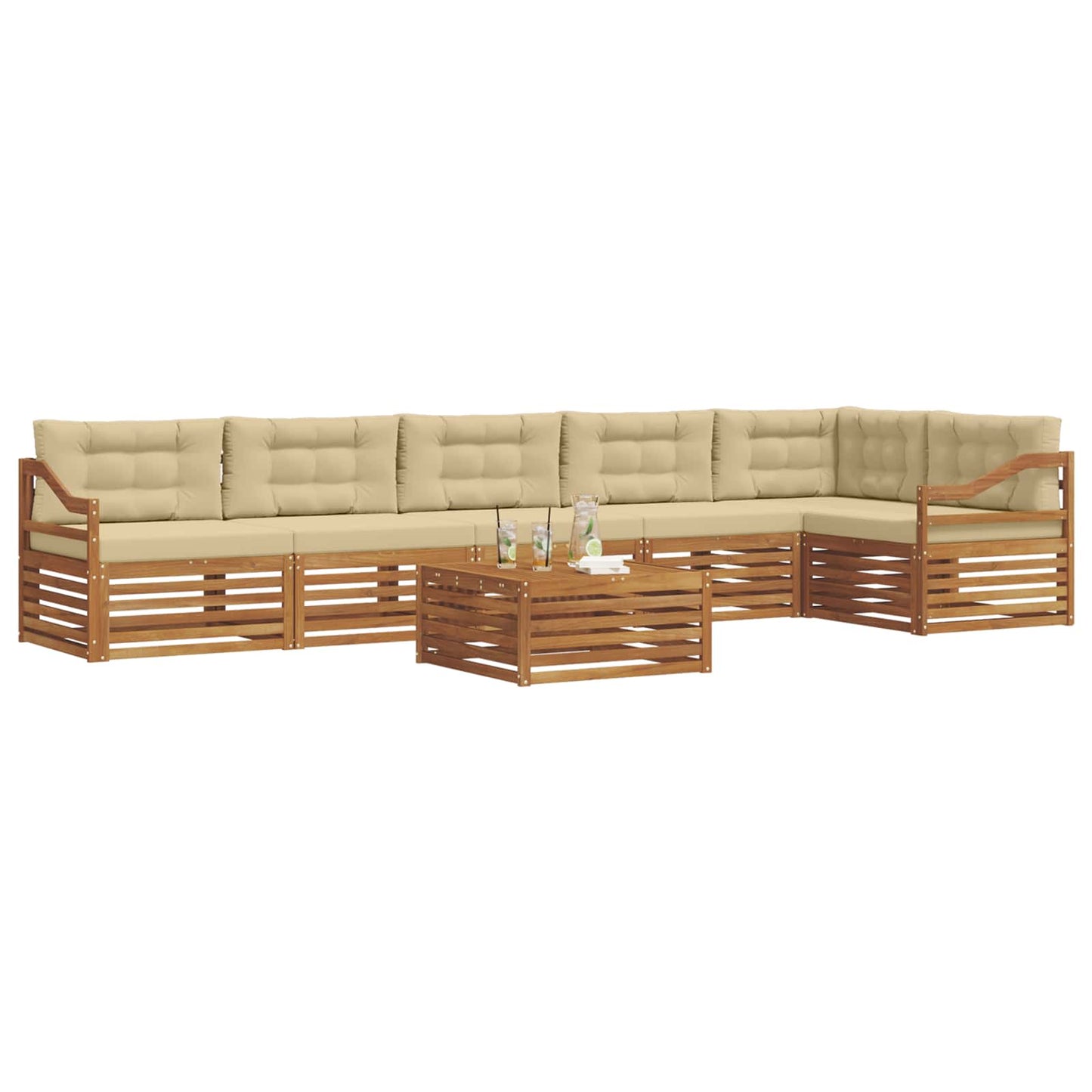 Outdoor-Sofagarnitur mit Kissen 7 pcs Natur und Beige