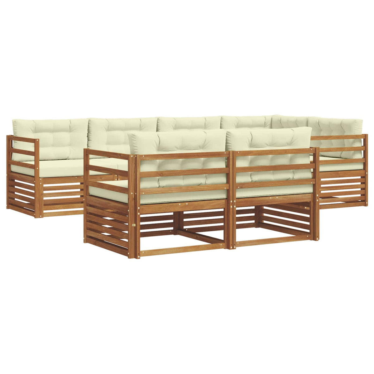 Outdoor-Sofagarnitur 7 stk. Natur und Creme
