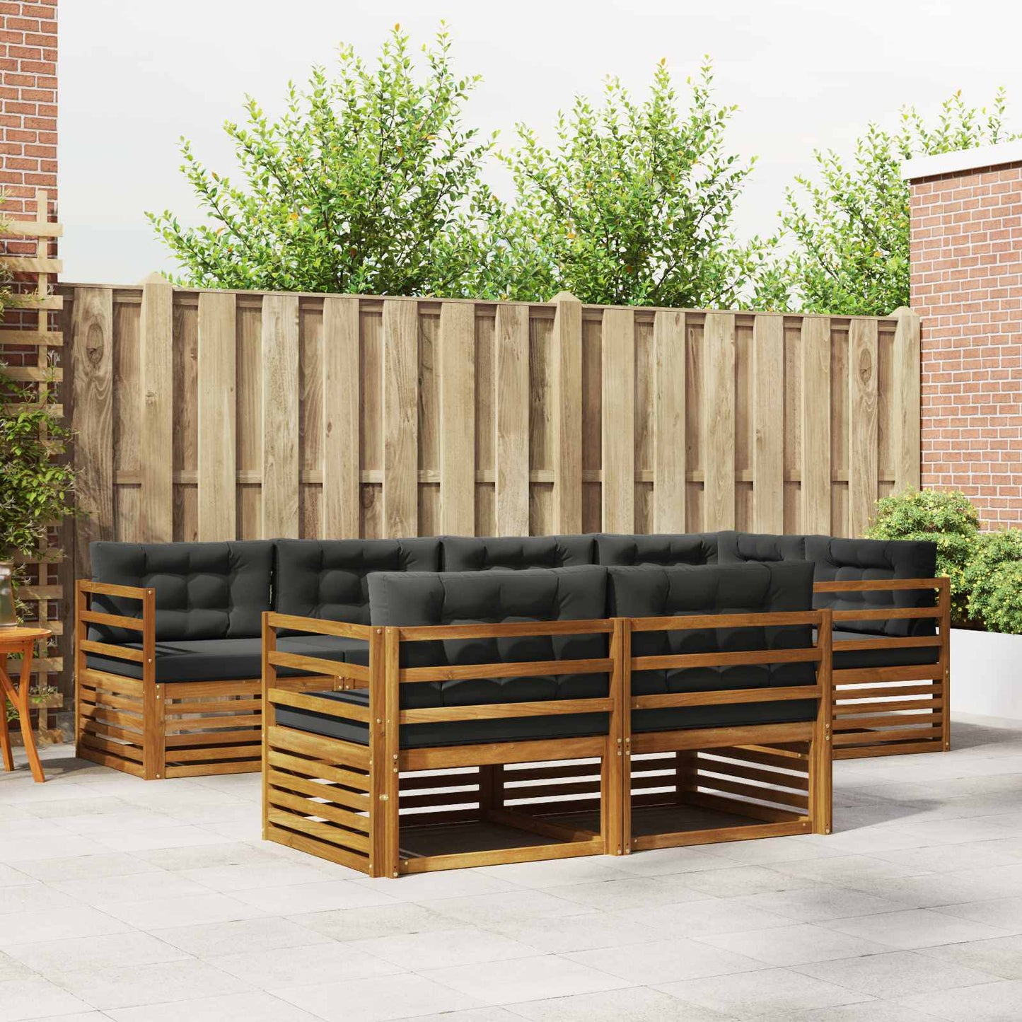Outdoor-Sofagarnitur 7 stk. Natur und Anthrazit