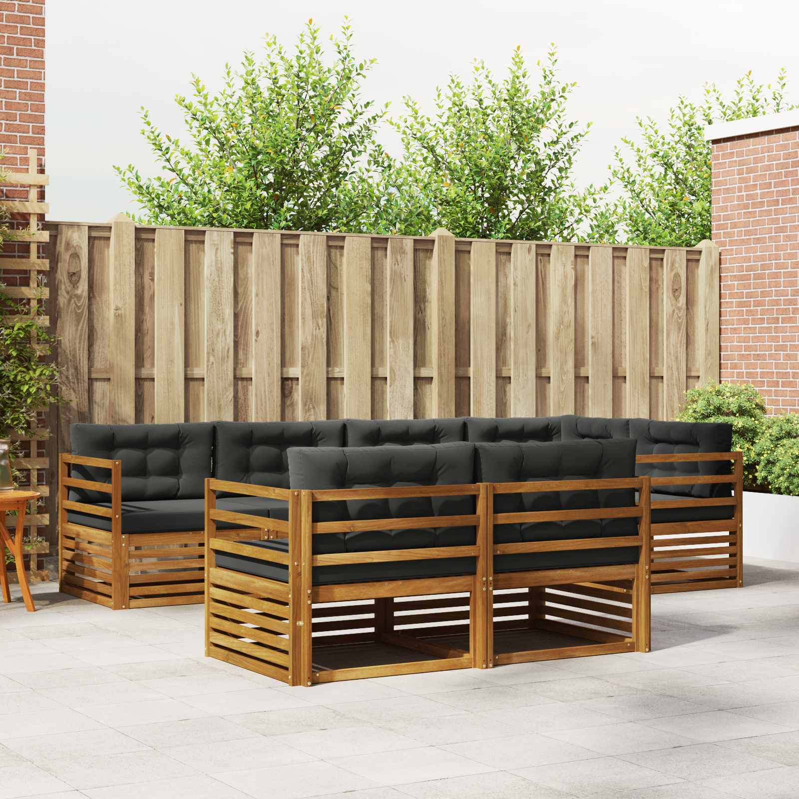 Outdoor-Sofagarnitur 7 stk. Natur und Anthrazit