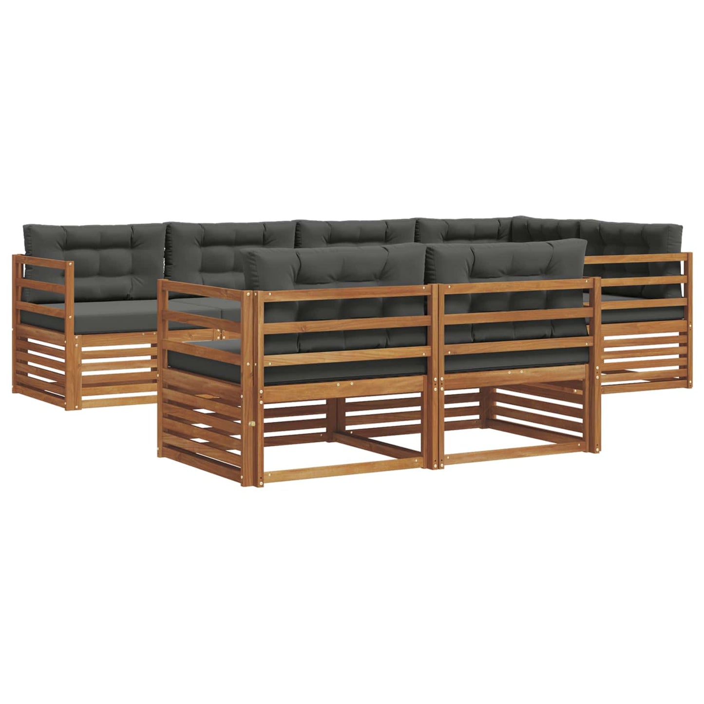 Outdoor-Sofagarnitur 7 stk. Natur und Anthrazit